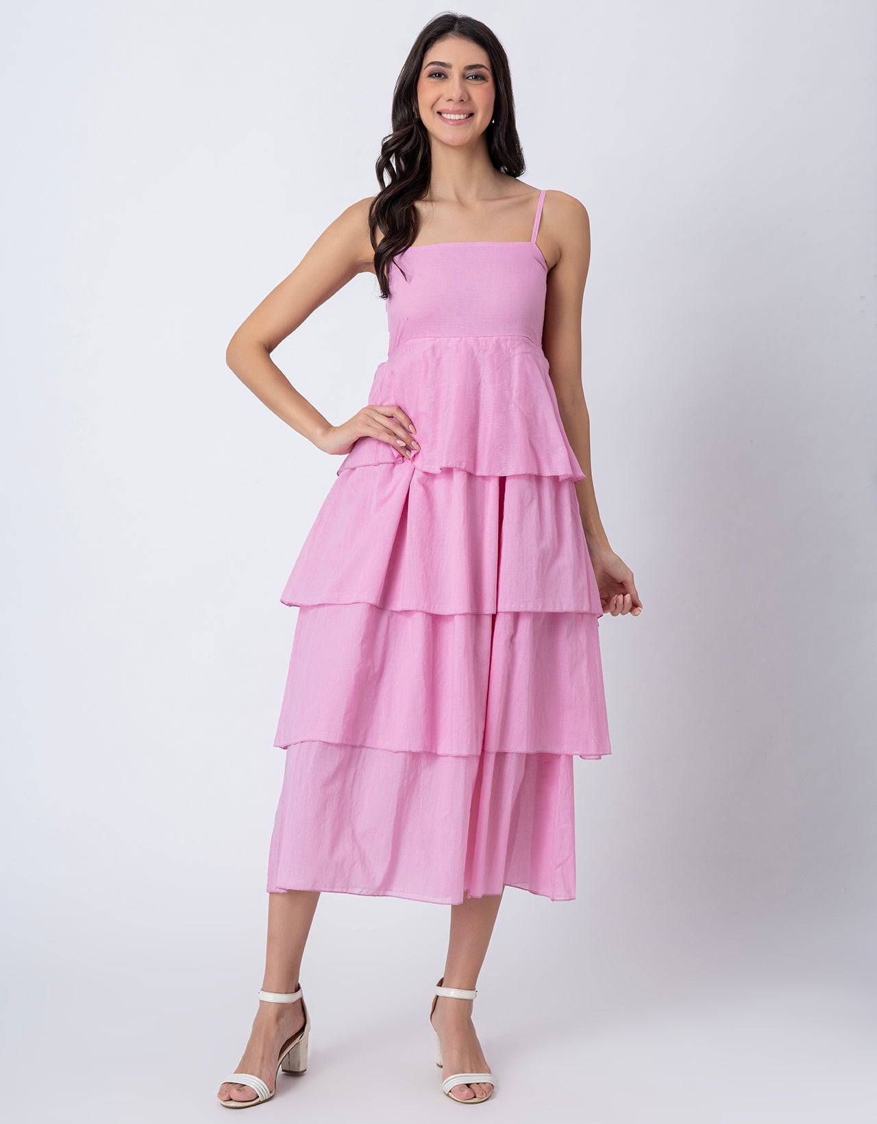 Chic Layered Frill Long Dres, Resort & Brunch Day Wear