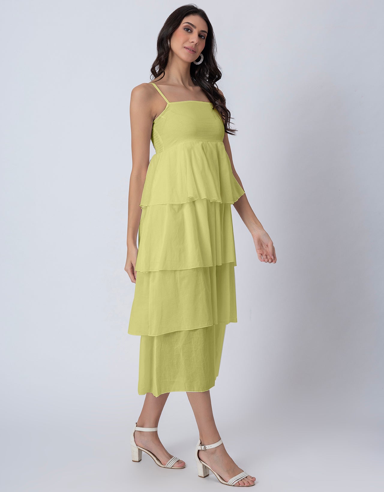 Chic Layered Frill Long Dres, Resort & Brunch Day Wear