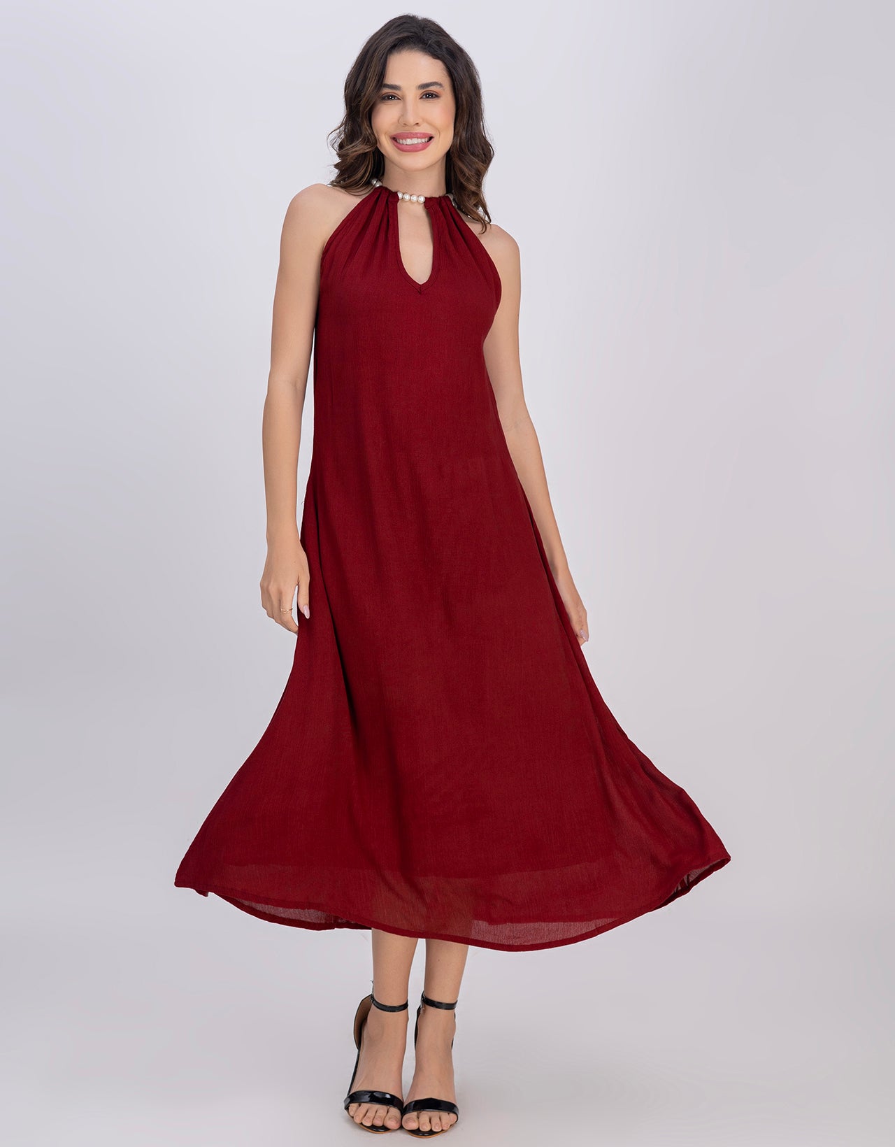 Moomaya Sleeveless Casual Chic Wear Maxi Dress For Women