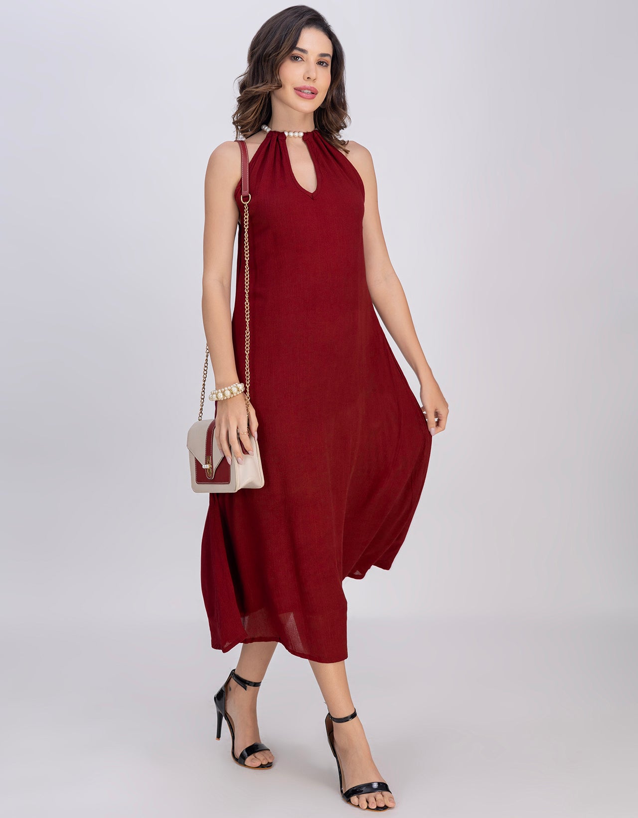 Moomaya Sleeveless Casual Chic Wear Maxi Dress For Women