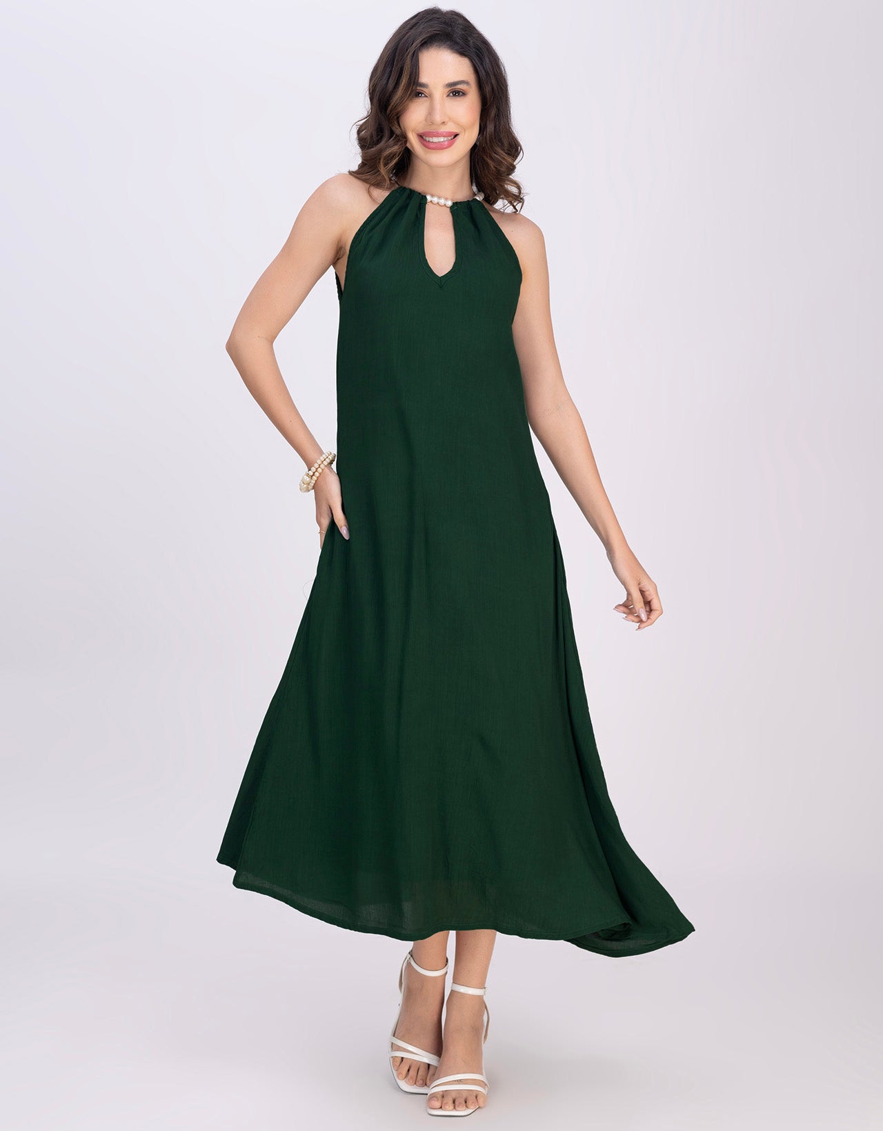 Moomaya Sleeveless Casual Chic Wear Maxi Dress For Women