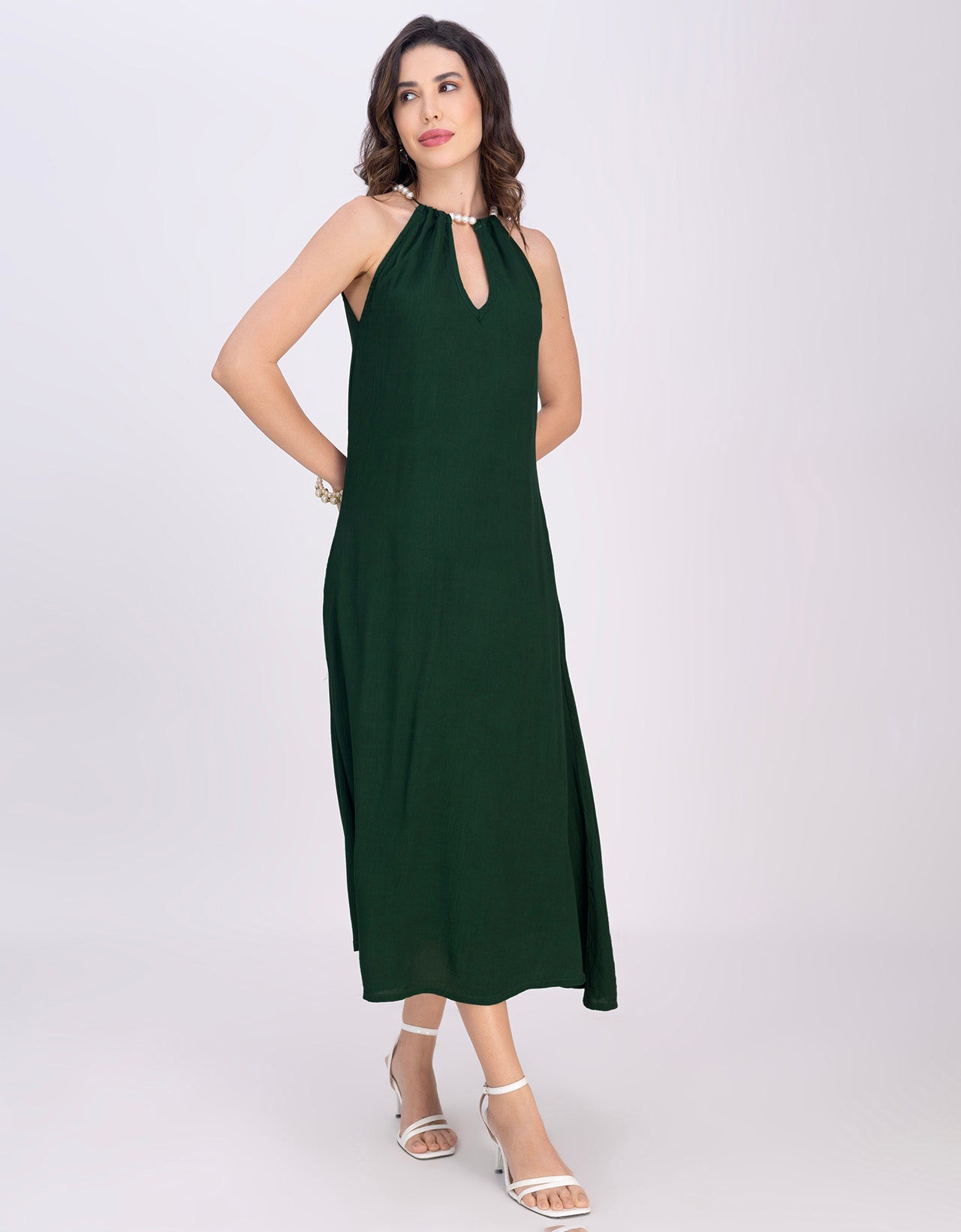 Moomaya Sleeveless Casual Chic Wear Maxi Dress For Women