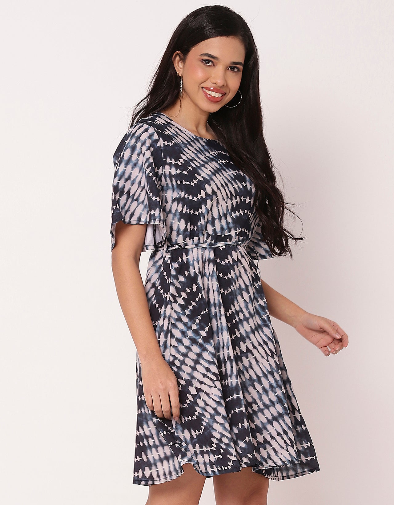 Printed Flutter Sleeves Casual Summer Dress