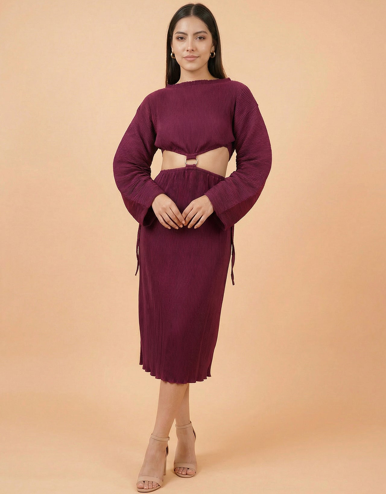 Women's Satin Plisse Halter Neck Co-Ord Set