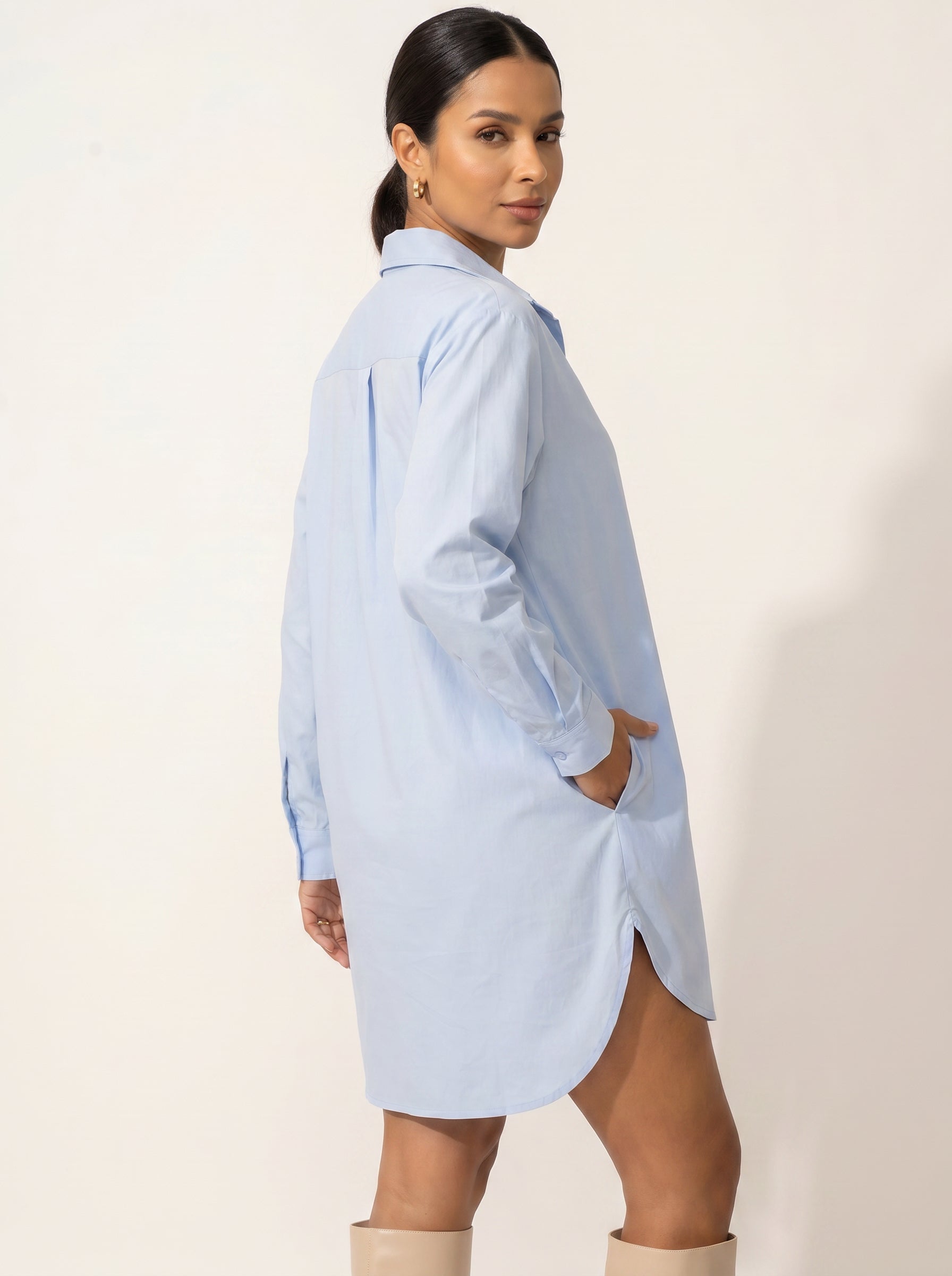 Moomaya Women's Cotton Shirt Dress, Button Down Short Dress for Casual Wear