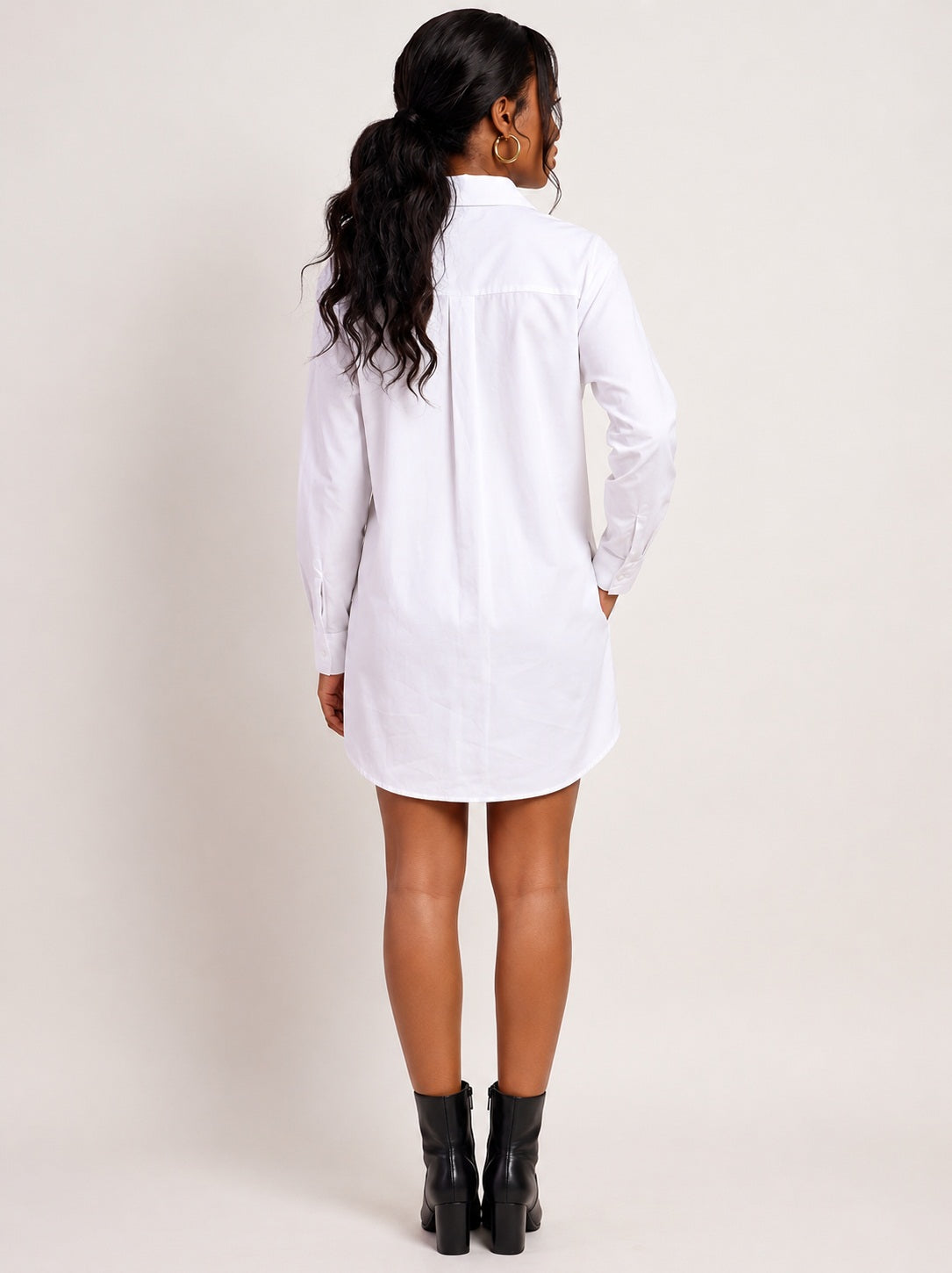 Moomaya Women's Cotton Shirt Dress, Button Down Short Dress for Casual Wear