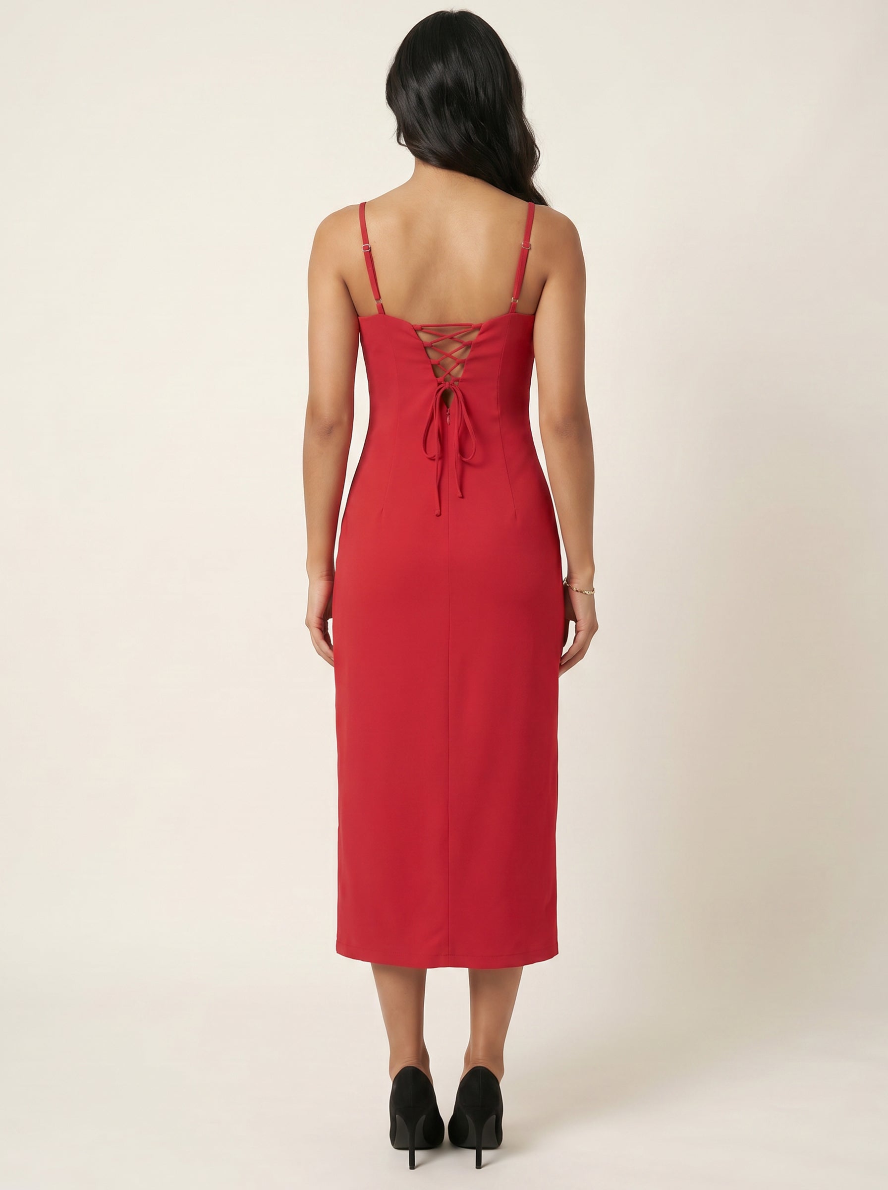 Moomaya Women’s Strap Midi Dress, Bodycon Dress Fitted Casual Summer Dress