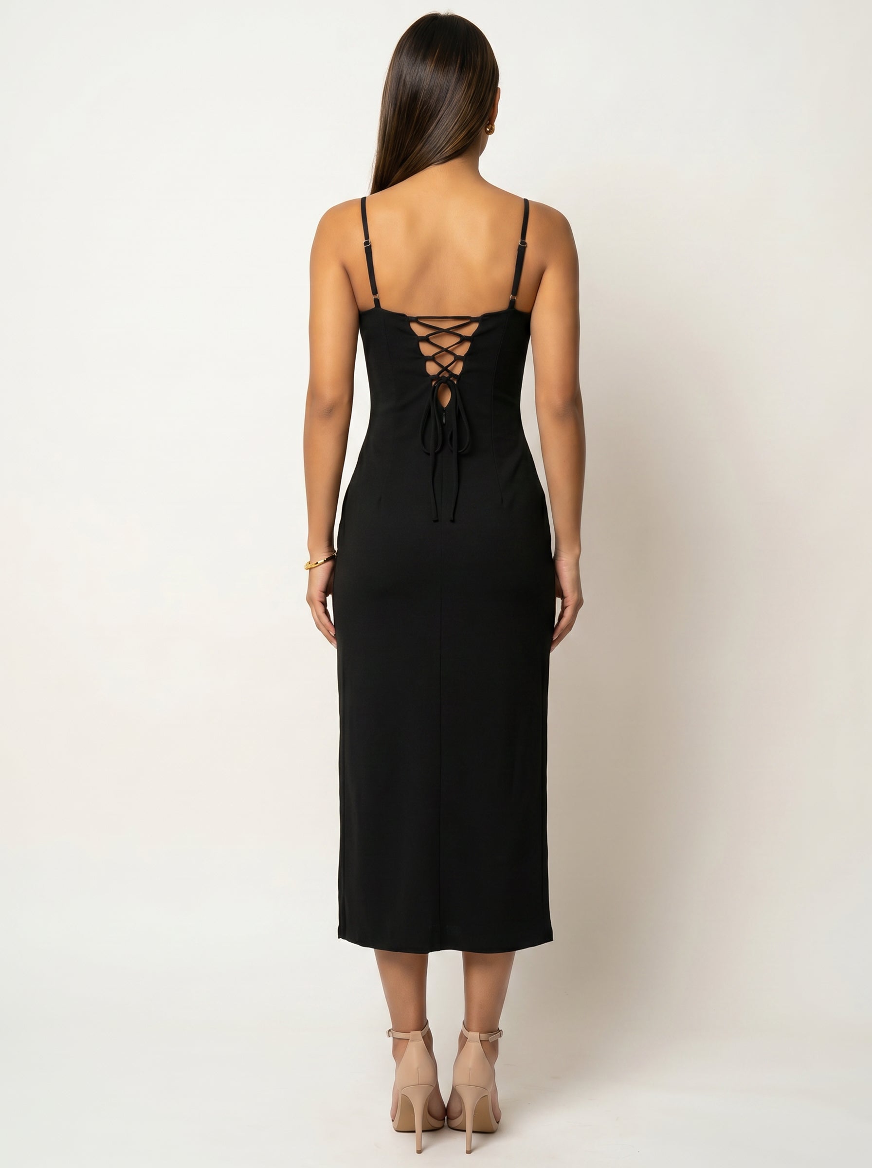 Moomaya Women’s Strap Midi Dress, Bodycon Dress Fitted Casual Summer Dress