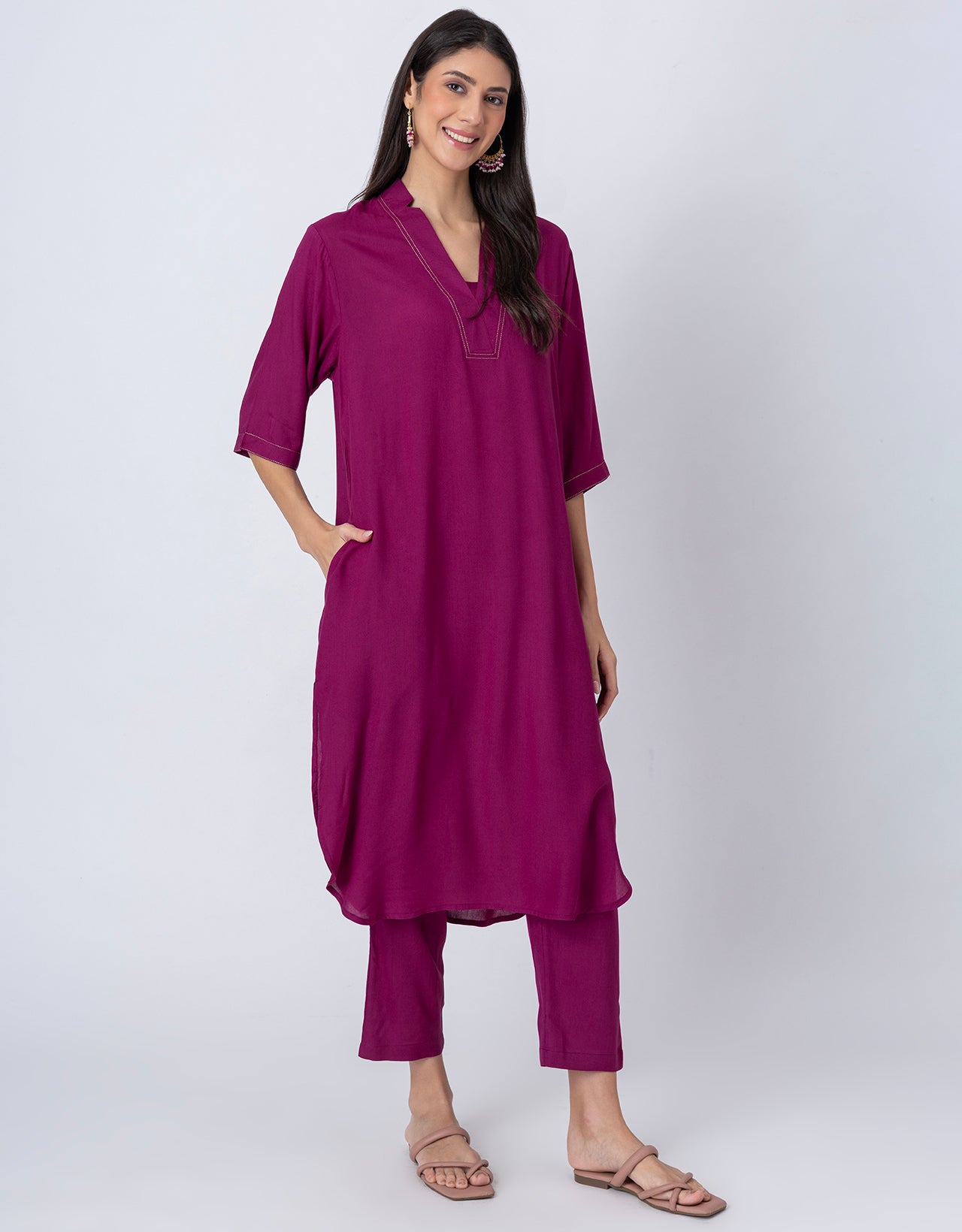 Soft and Comfy Loosefit Kurta and Pants Set For Women's