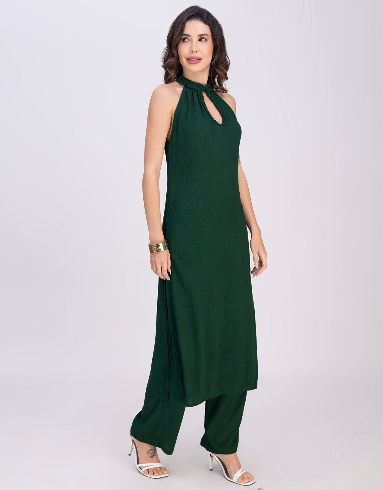 Moomaya Women's 2-Piece Kurta Palazzo Set Indian Ethnic Fusion Outfit