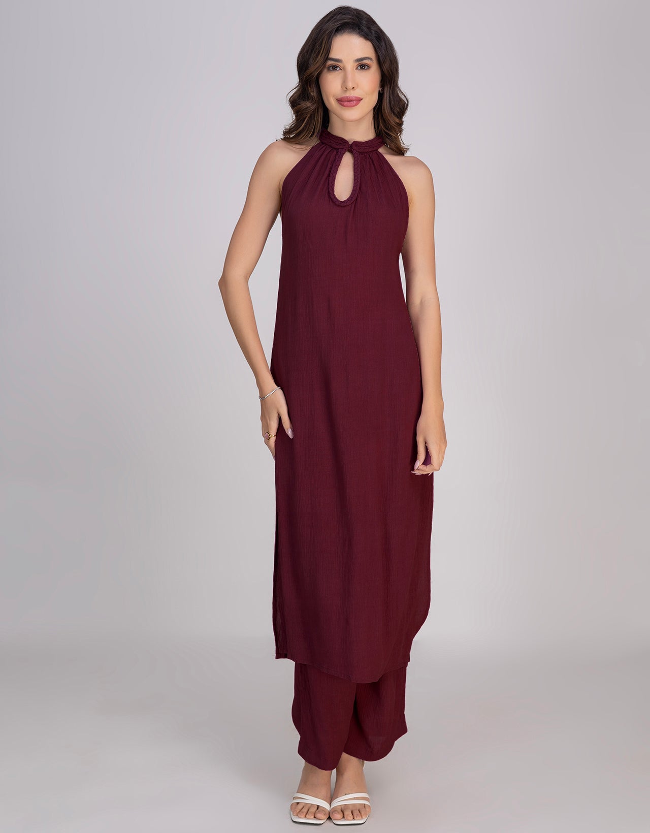 Moomaya Women's 2-Piece Kurta Palazzo Set Indian Ethnic Fusion Outfit