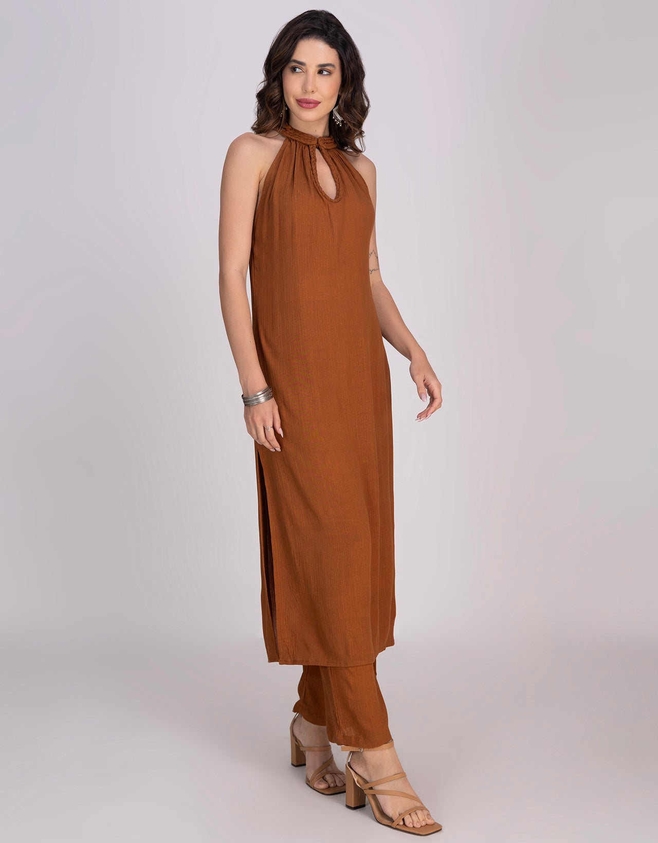 Moomaya Women's 2-Piece Kurta Palazzo Set Indian Ethnic Fusion Outfit