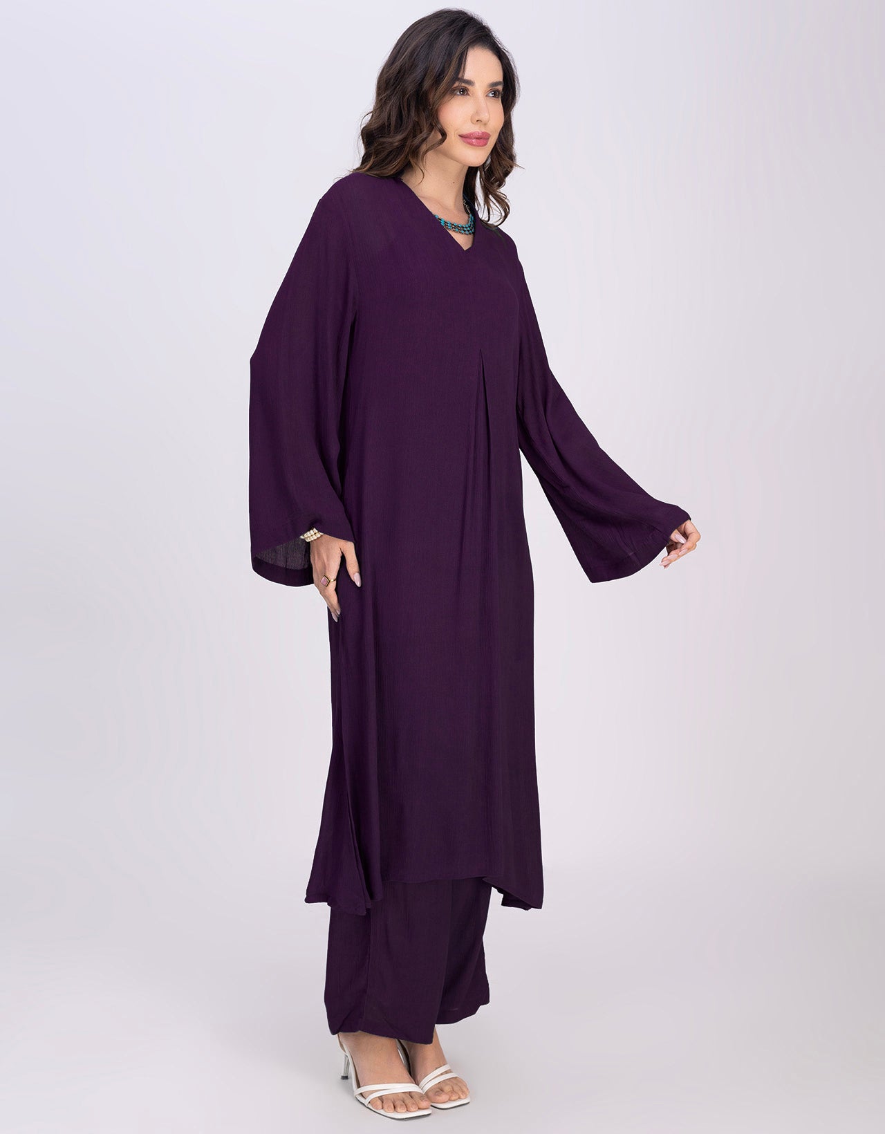 Moomaya Women's 2-Piece Pleated Kurta Palazzo Set Indo-Western Outfit