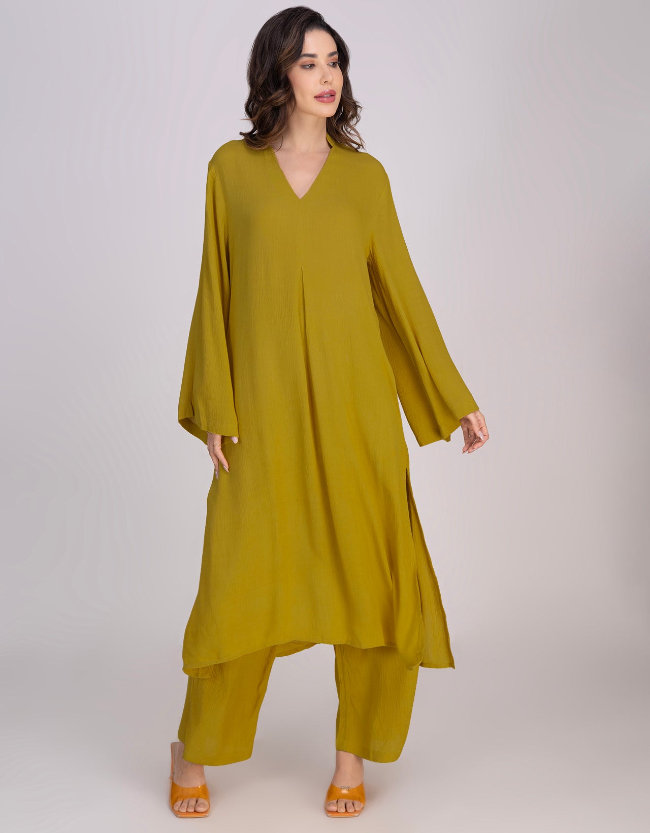 Moomaya Women's 2-Piece Pleated Kurta Palazzo Set Indo-Western Outfit