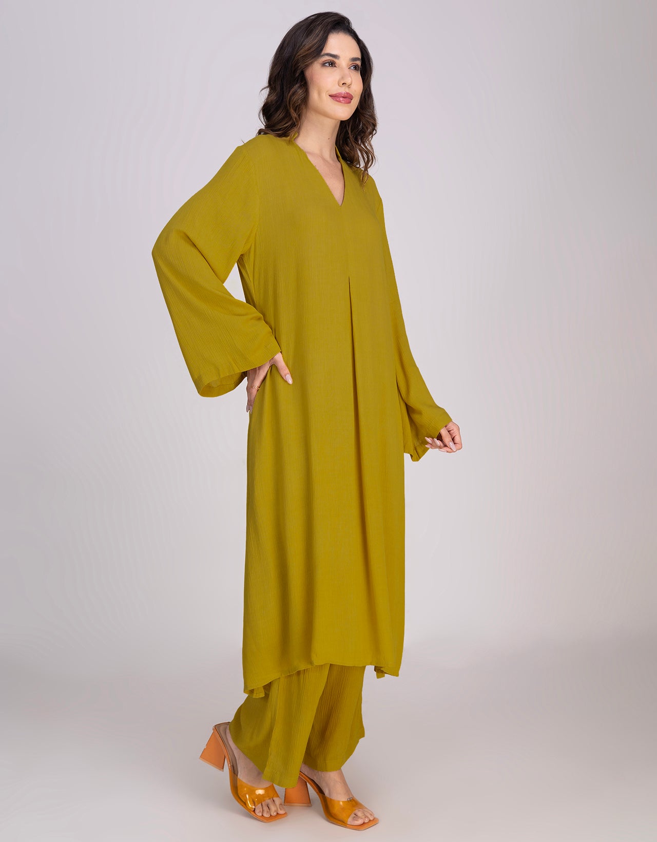 Moomaya Women's 2-Piece Pleated Kurta Palazzo Set Indo-Western Outfit