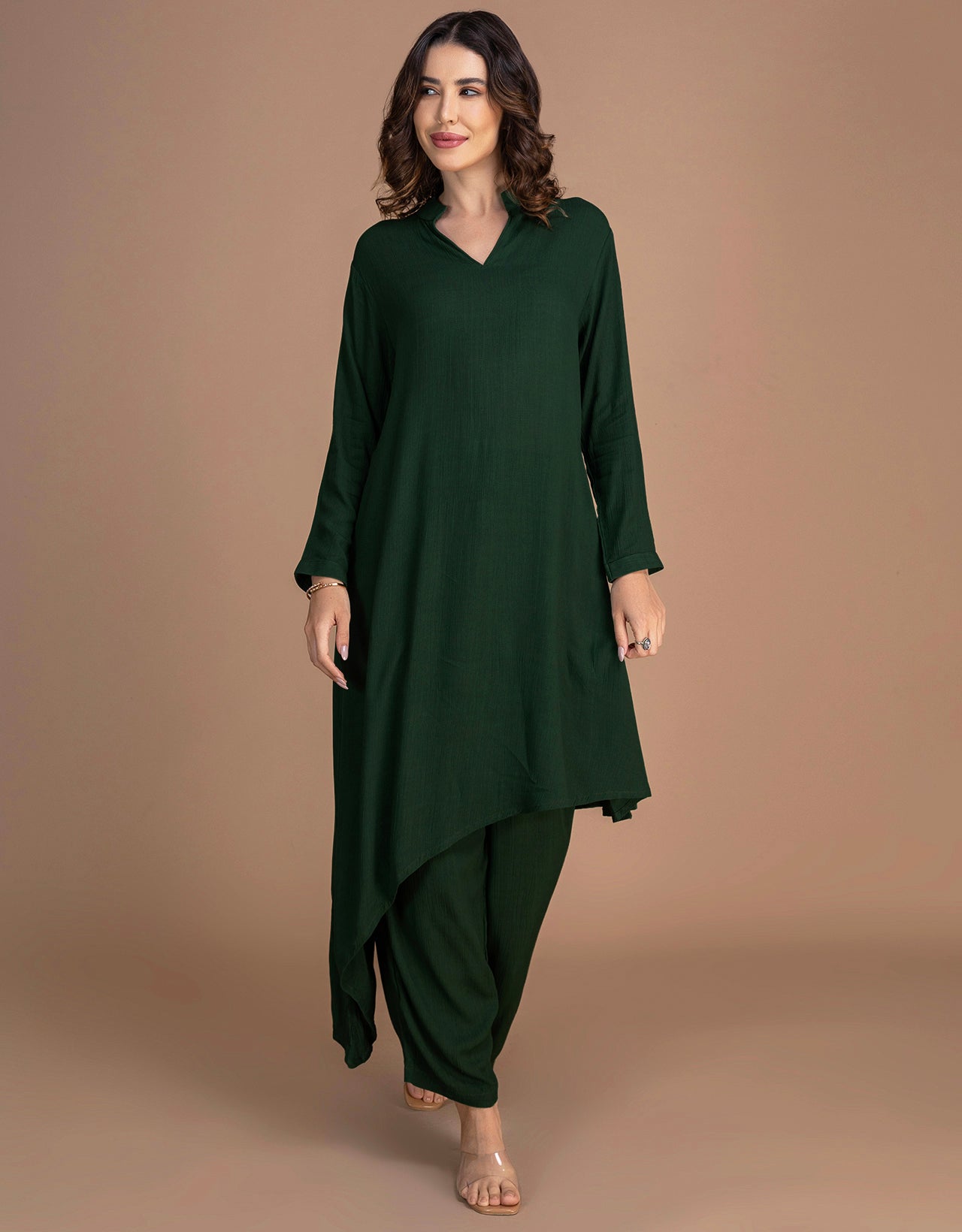 Moomaya Women's Indo-Western Long Kurta With Palazzo Pants Set