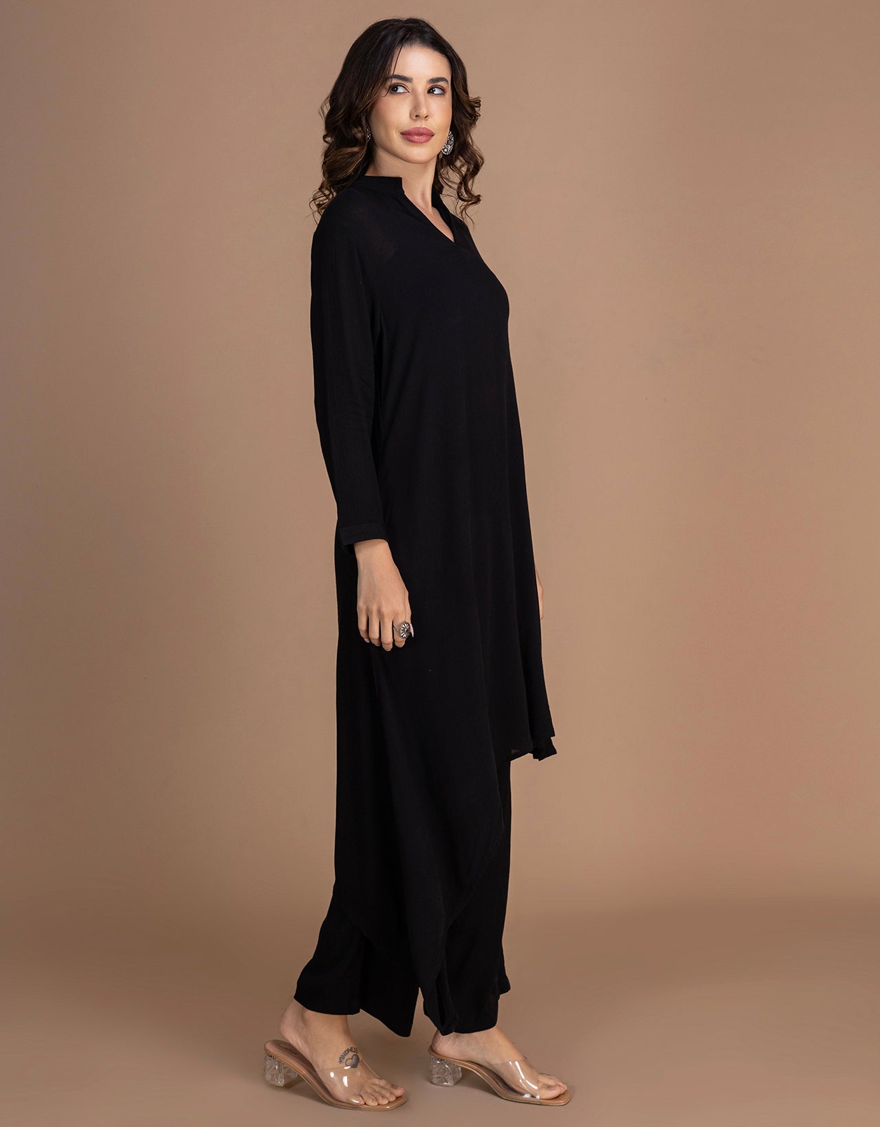 Moomaya Women's Indo-Western Long Kurta With Palazzo Pants Set