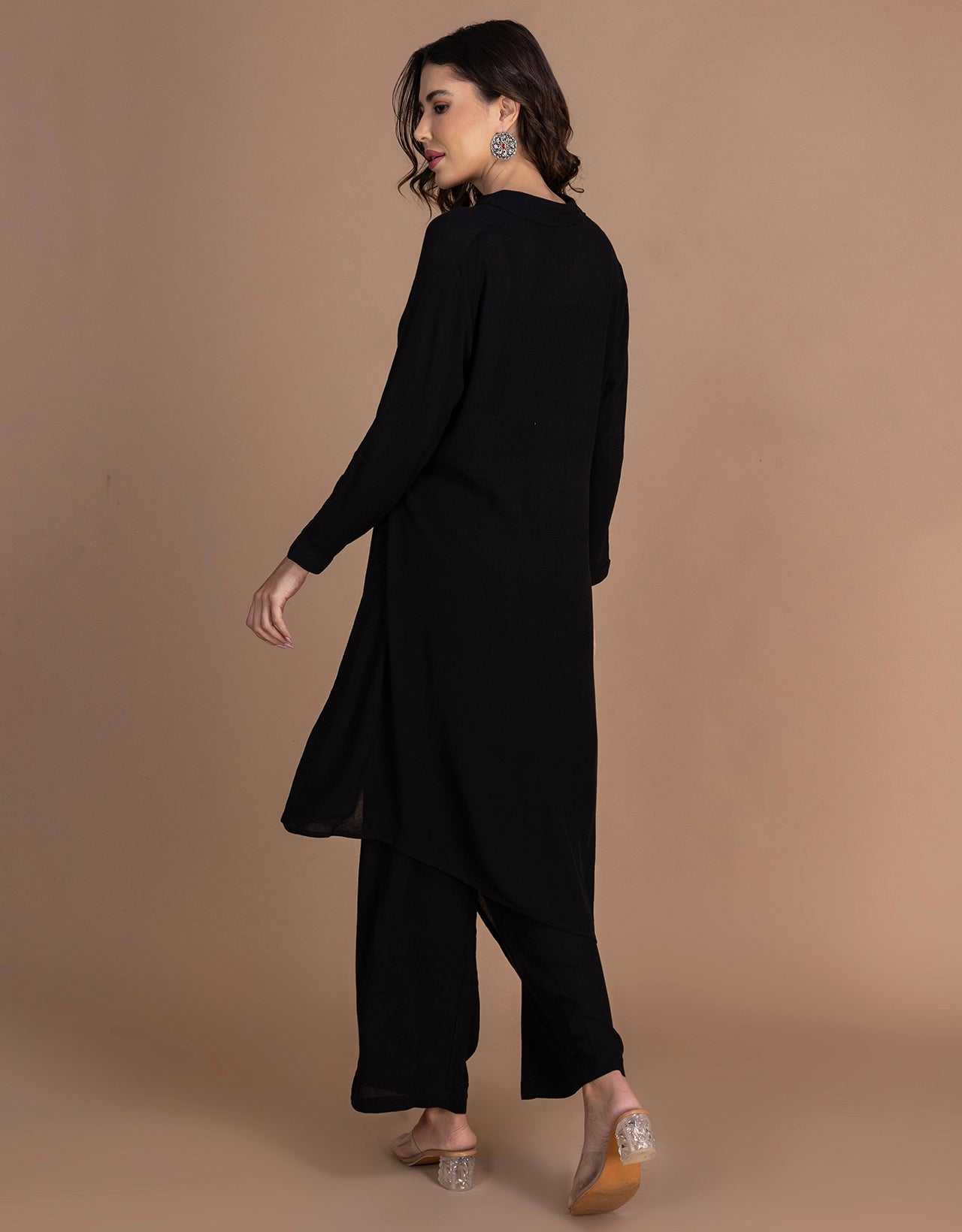 Moomaya Women's Indo-Western Long Kurta With Palazzo Pants Set