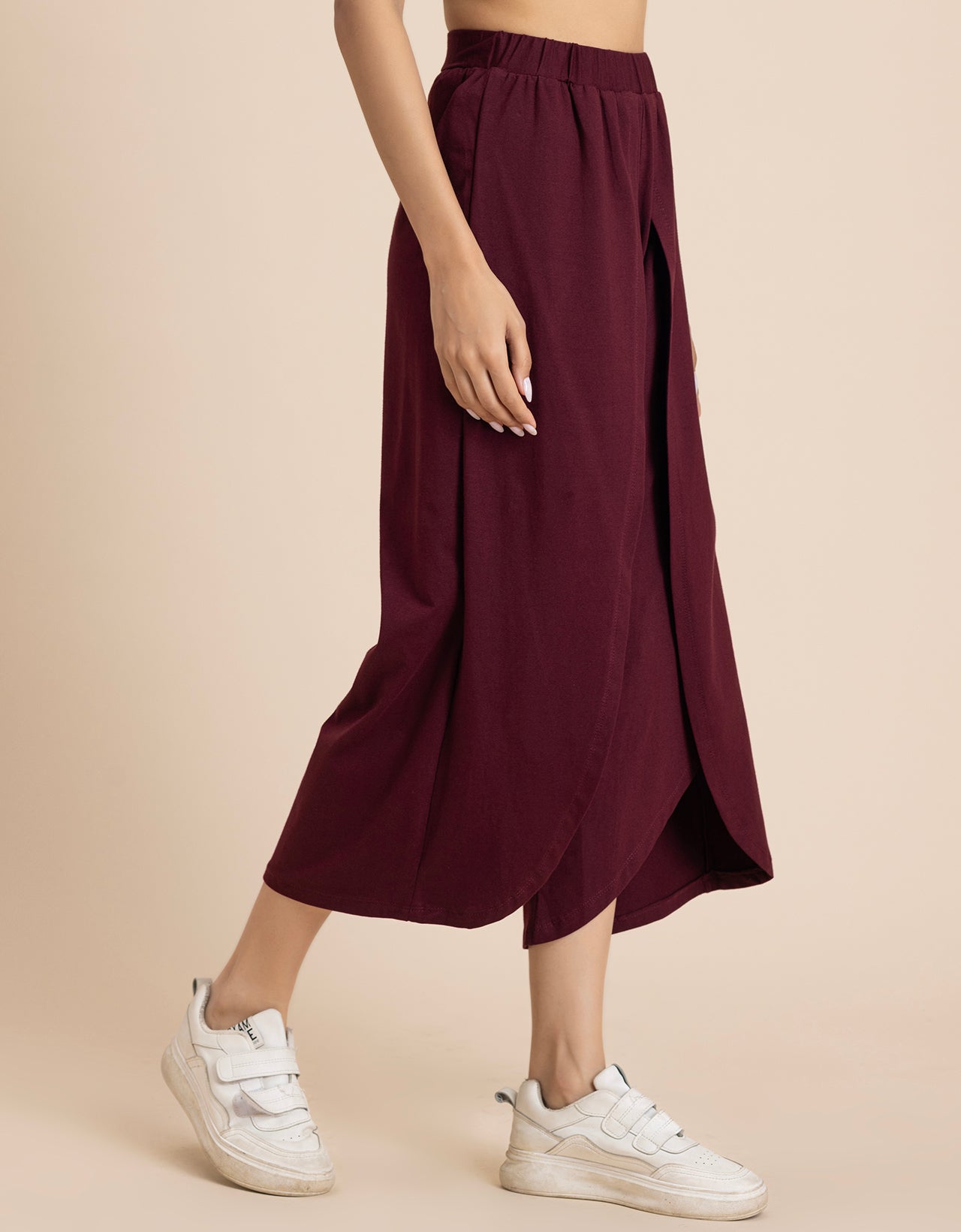 Solid Tulip Pants Jersey Crop Pants for Women