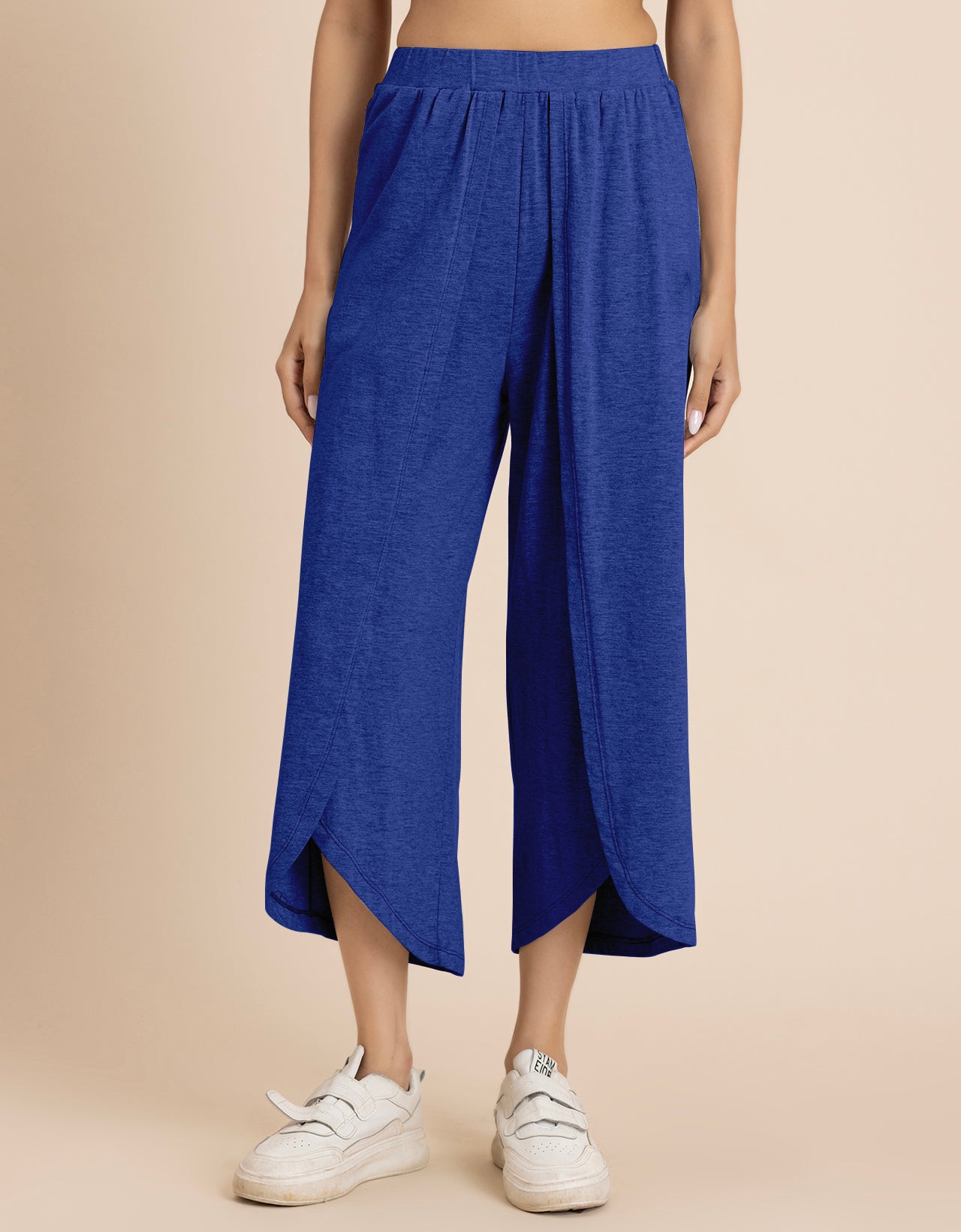 Solid Tulip Pants Jersey Crop Pants for Women