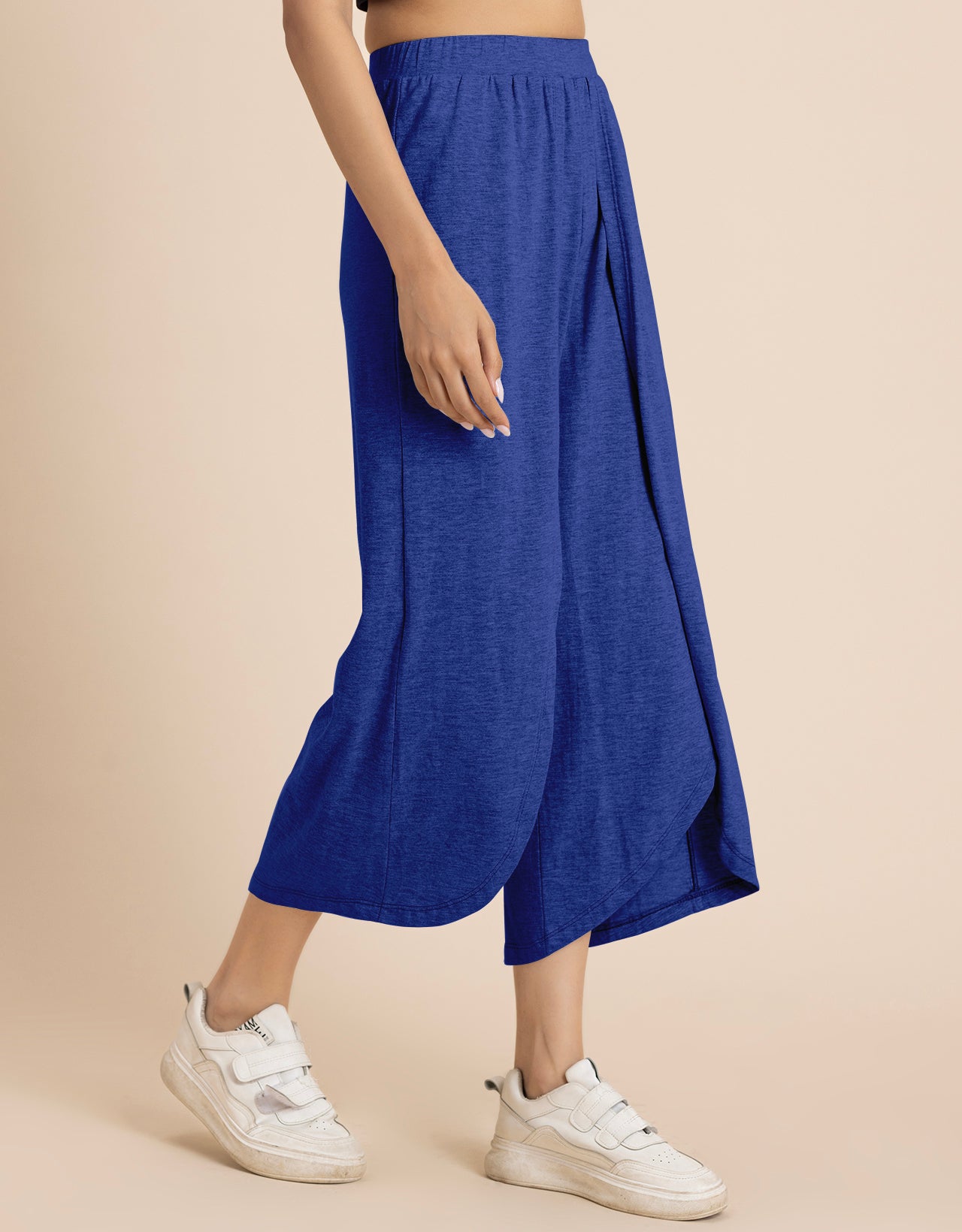 Solid Tulip Pants Jersey Crop Pants for Women