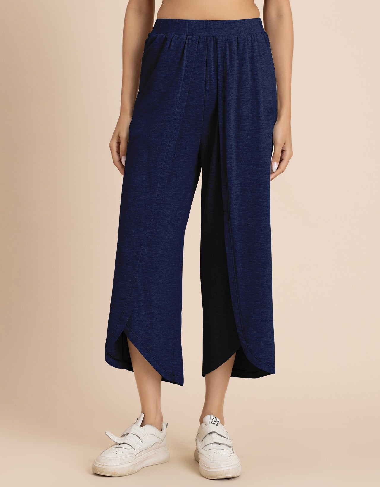 Solid Tulip Pants Jersey Crop Pants for Women