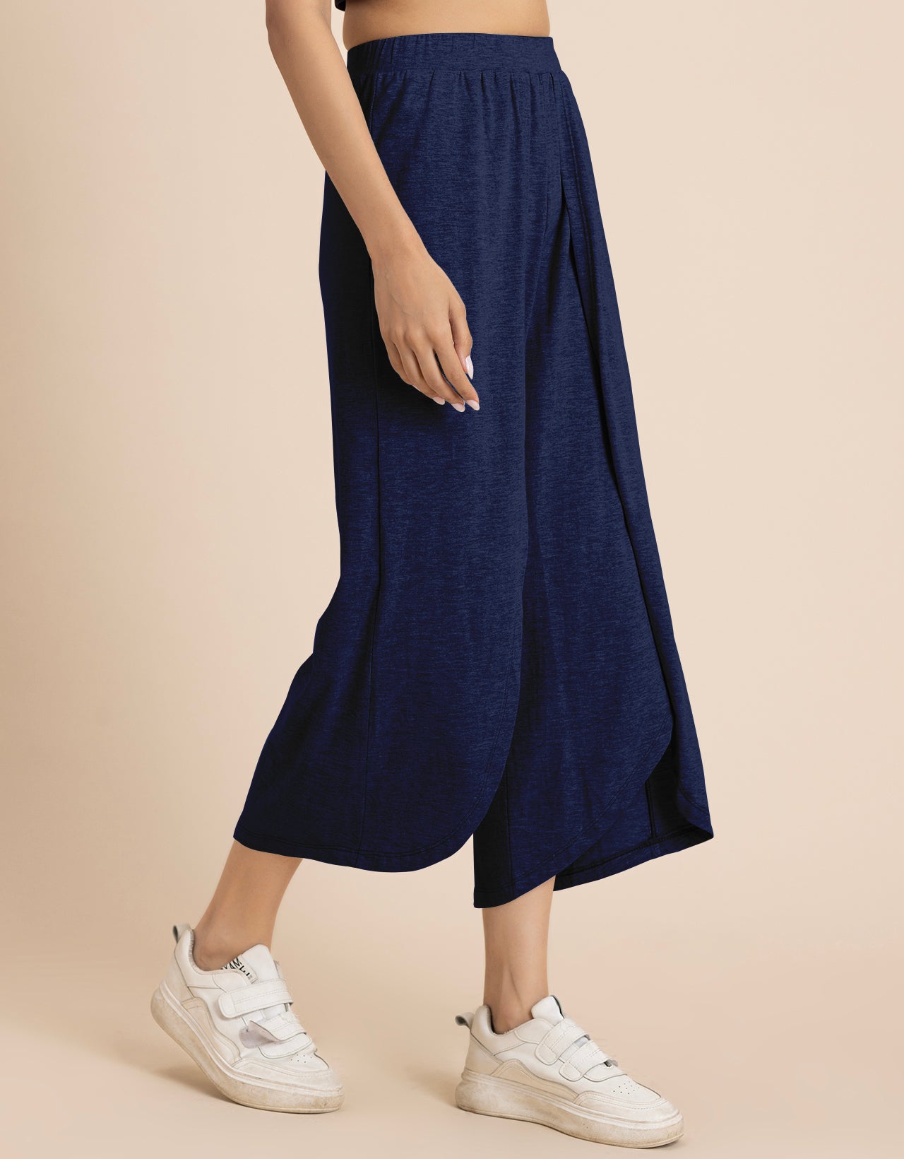 Solid Tulip Pants Jersey Crop Pants for Women