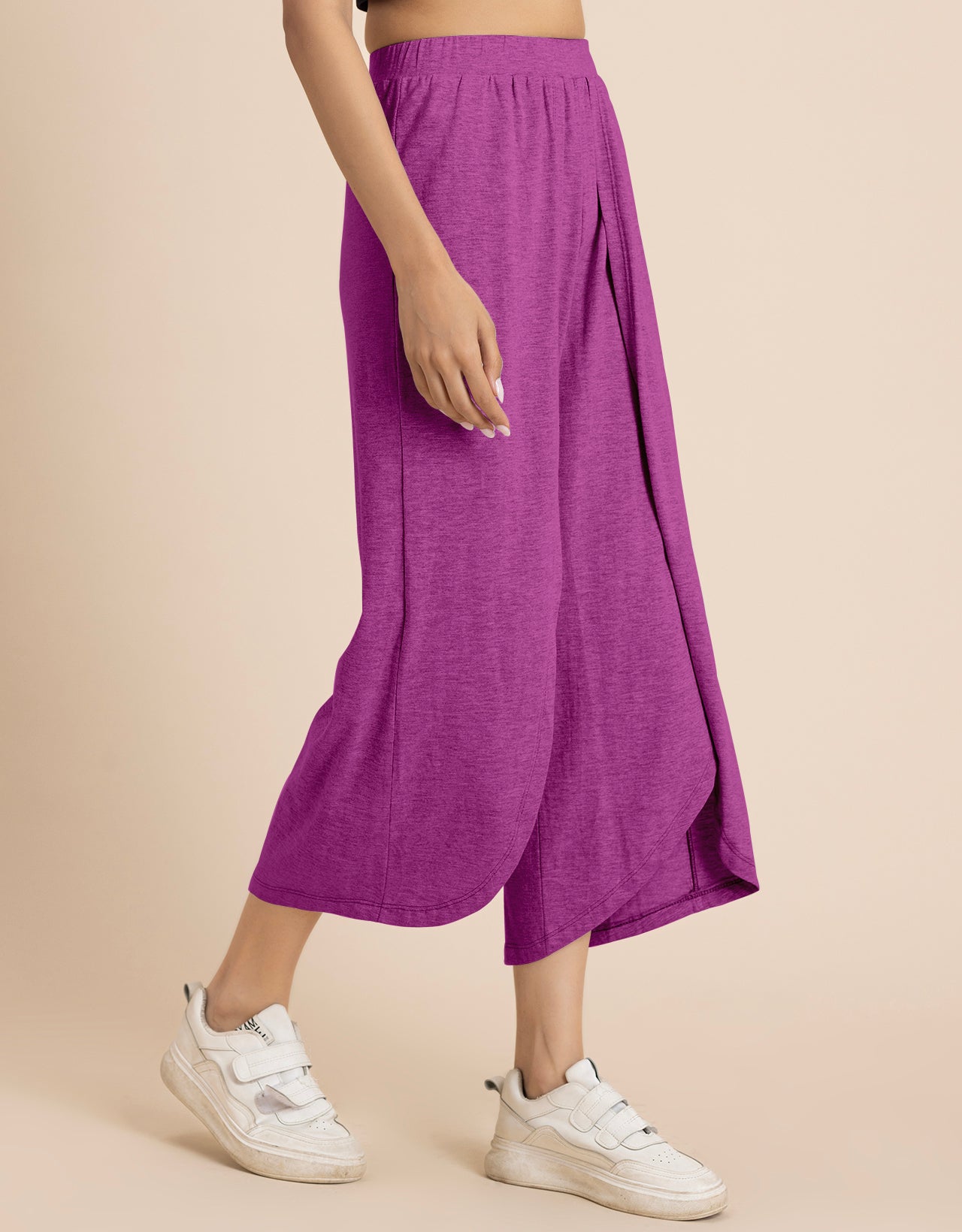 Solid Tulip Pants Jersey Crop Pants for Women