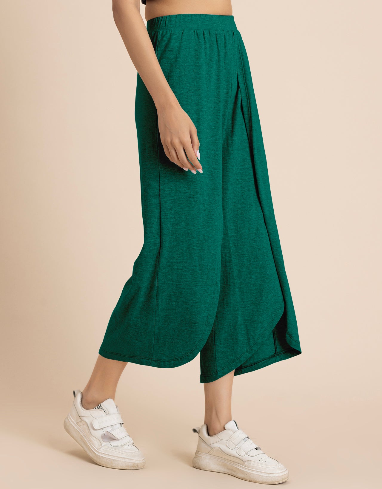 Solid Tulip Pants Jersey Crop Pants for Women