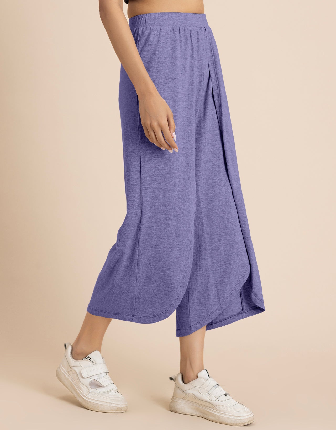 Solid Tulip Pants Jersey Crop Pants for Women