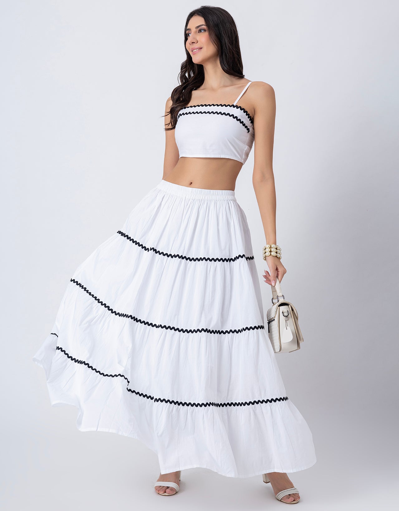 3-Tiered Maxi Skirt, Flowy Summer Women Long Skirt