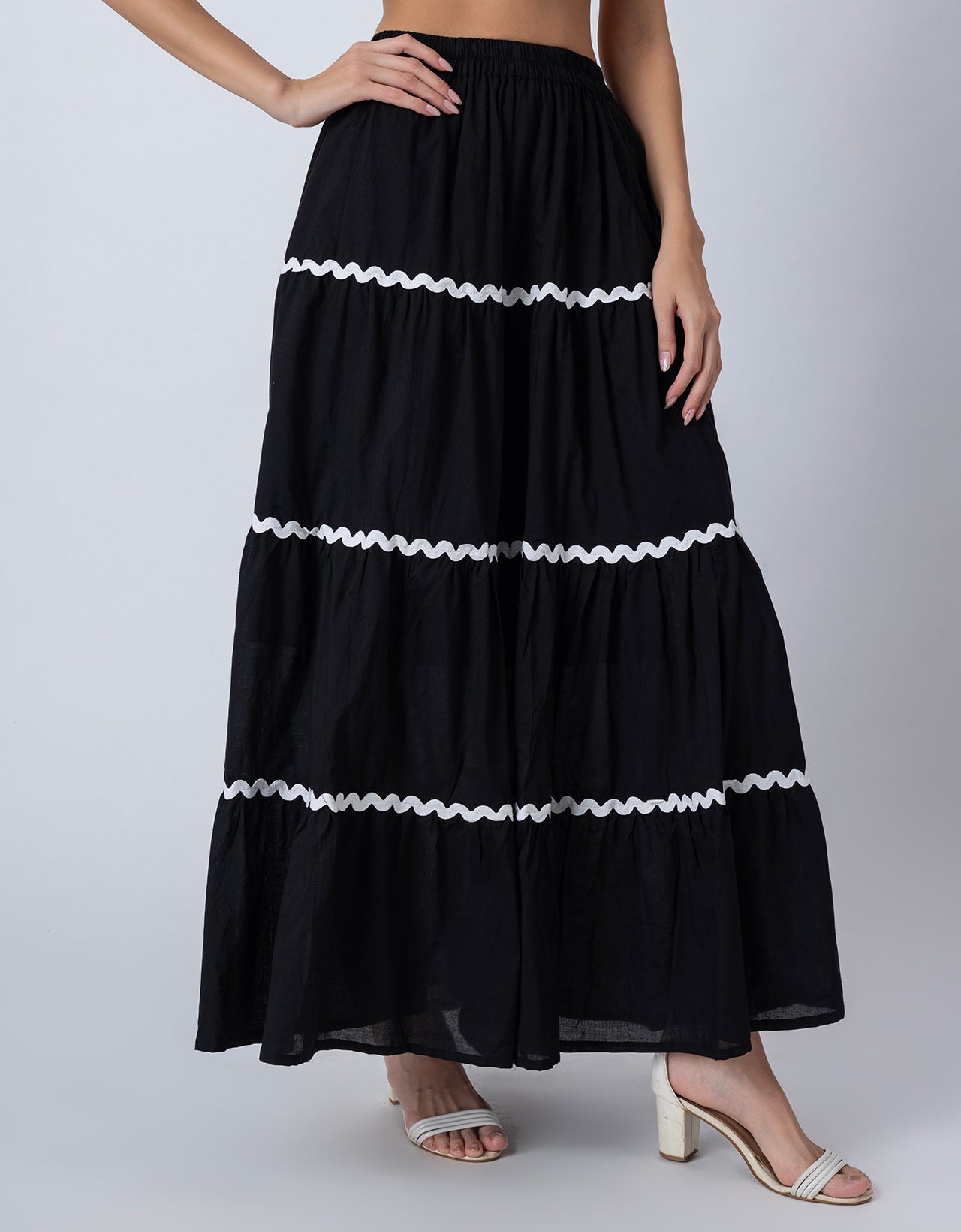 3-Tiered Maxi Skirt, Flowy Summer Women Long Skirt