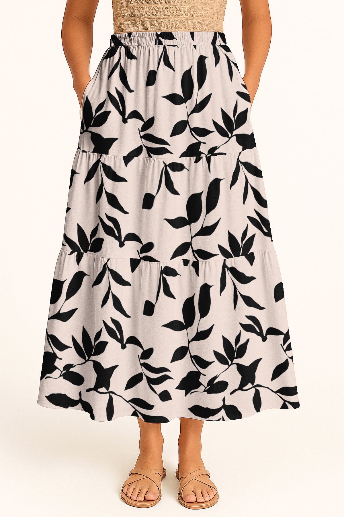 Women's Flowy Tiered Boho Skirt | Elastic Waist Resort Wear | Summer & Travel Outfit