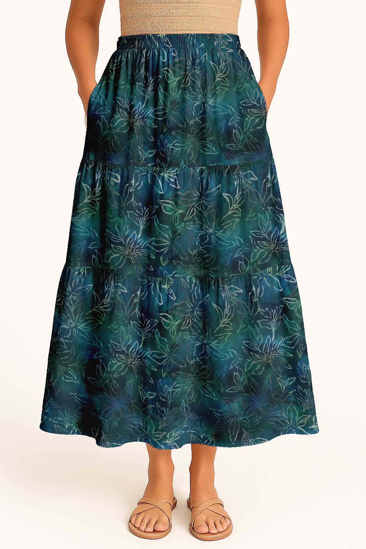 Women's Flowy Tiered Boho Skirt | Elastic Waist Resort Wear | Summer & Travel Outfit