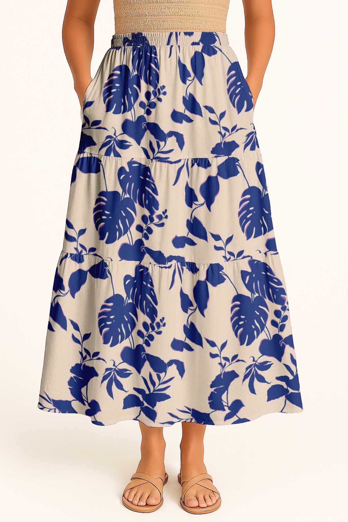 Women's Flowy Tiered Boho Skirt | Elastic Waist Resort Wear | Summer & Travel Outfit