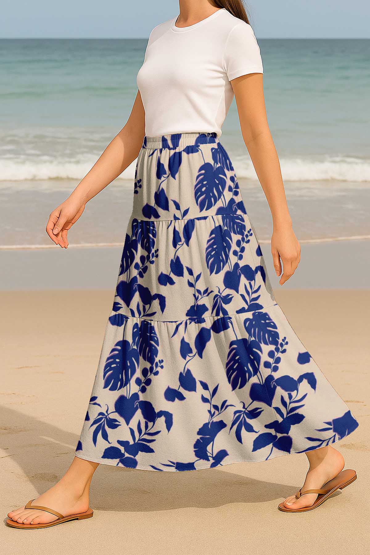 Women's Flowy Tiered Boho Skirt | Elastic Waist Resort Wear | Summer & Travel Outfit