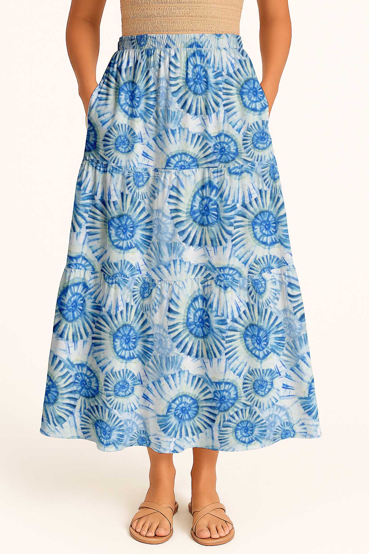 Women's Flowy Tiered Boho Skirt | Elastic Waist Resort Wear | Summer & Travel Outfit