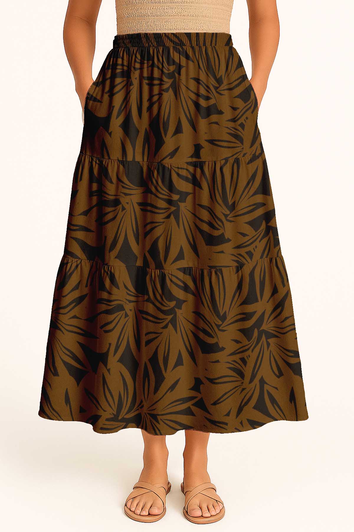 Flowy Tiered Boho Skirt | Women's Maxi Skirt with Pockets Summer & Travel Outfit