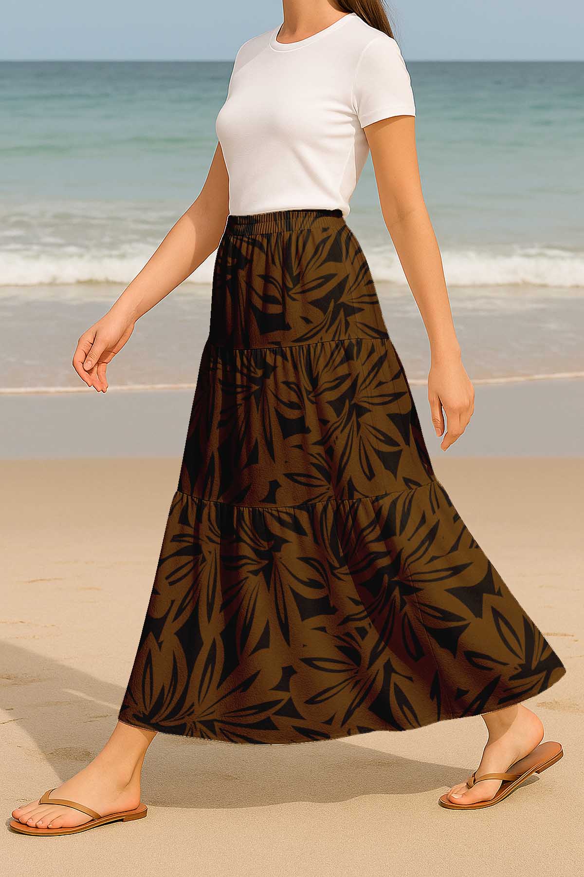 Flowy Tiered Boho Skirt | Women's Maxi Skirt with Pockets Summer & Travel Outfit