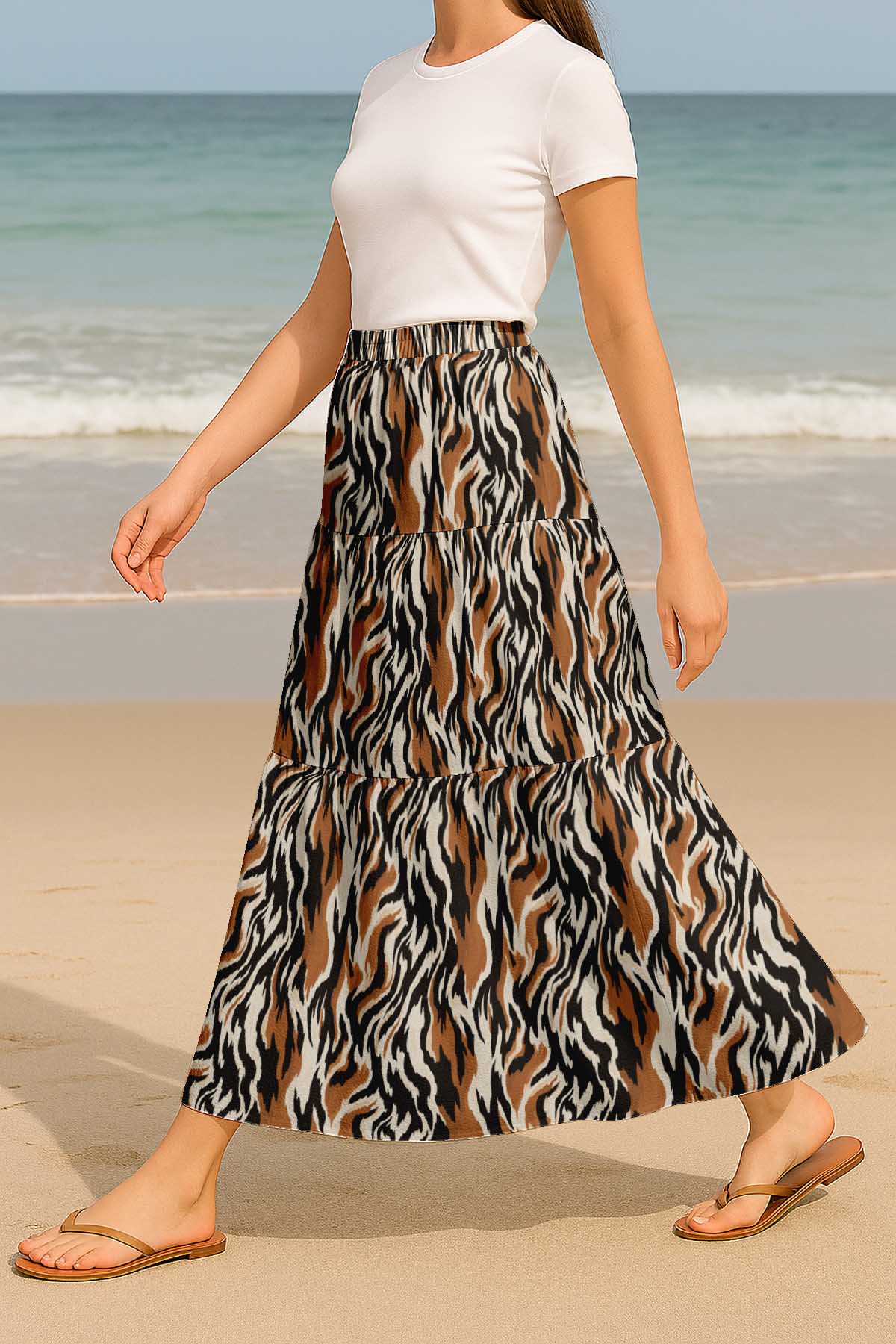 Flowy Tiered Boho Skirt | Women's Maxi Skirt with Pockets Summer & Travel Outfit