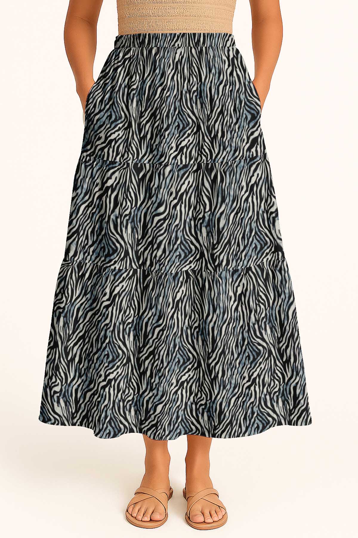 Flowy Tiered Boho Skirt | Women's Maxi Skirt with Pockets Summer & Travel Outfit