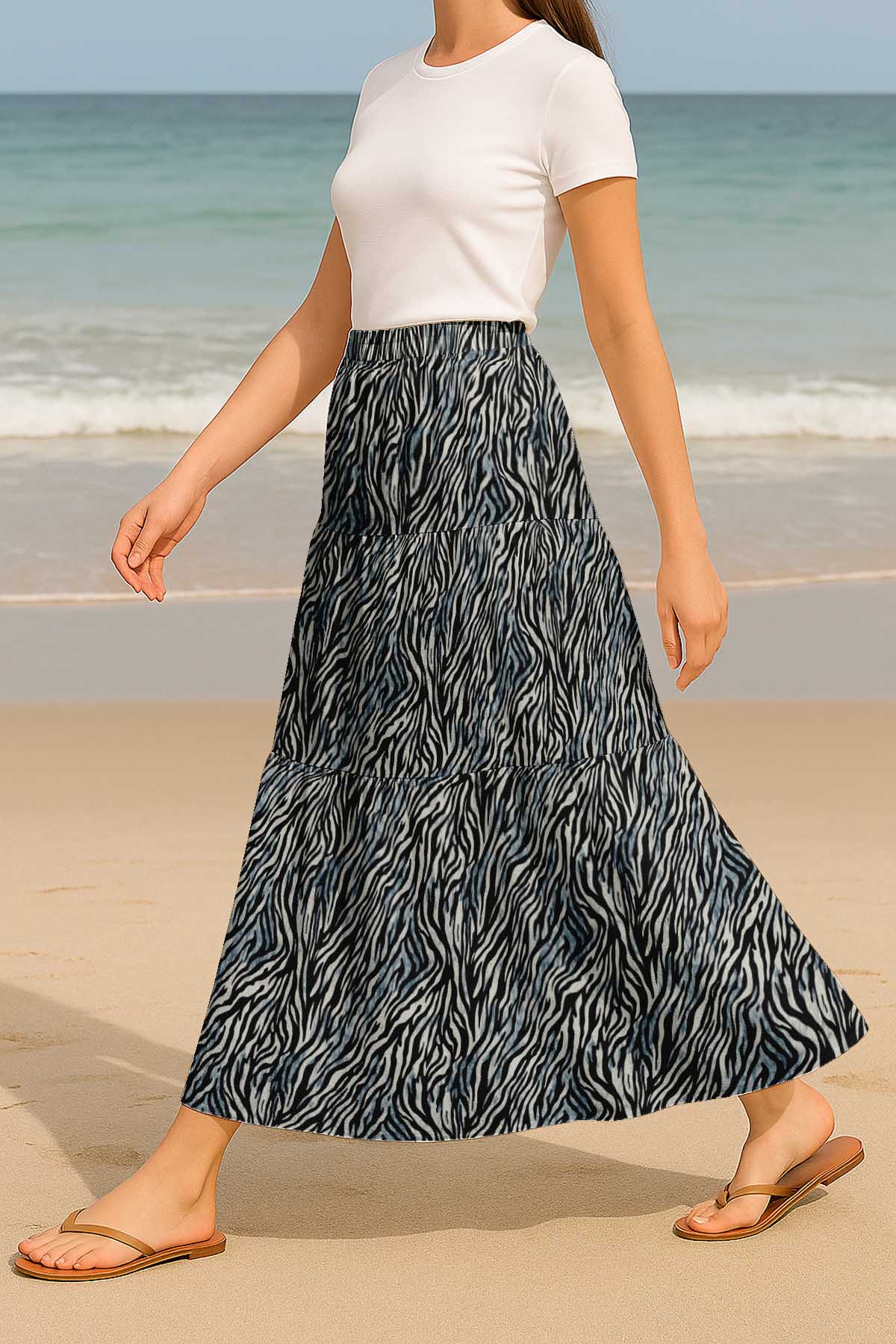 Flowy Tiered Boho Skirt | Women's Maxi Skirt with Pockets Summer & Travel Outfit