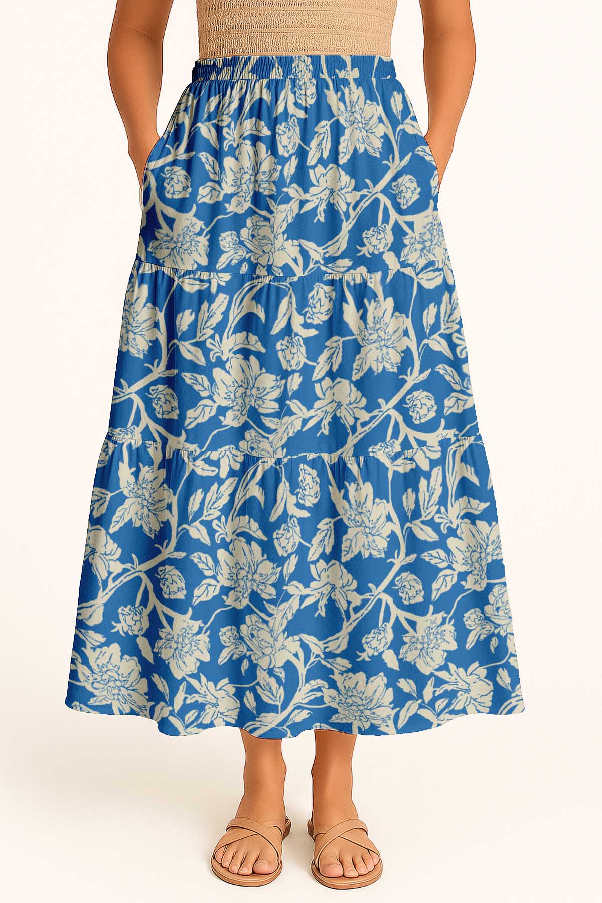 Flowy Tiered Boho Skirt | Women's Maxi Skirt with Pockets Summer & Travel Outfit