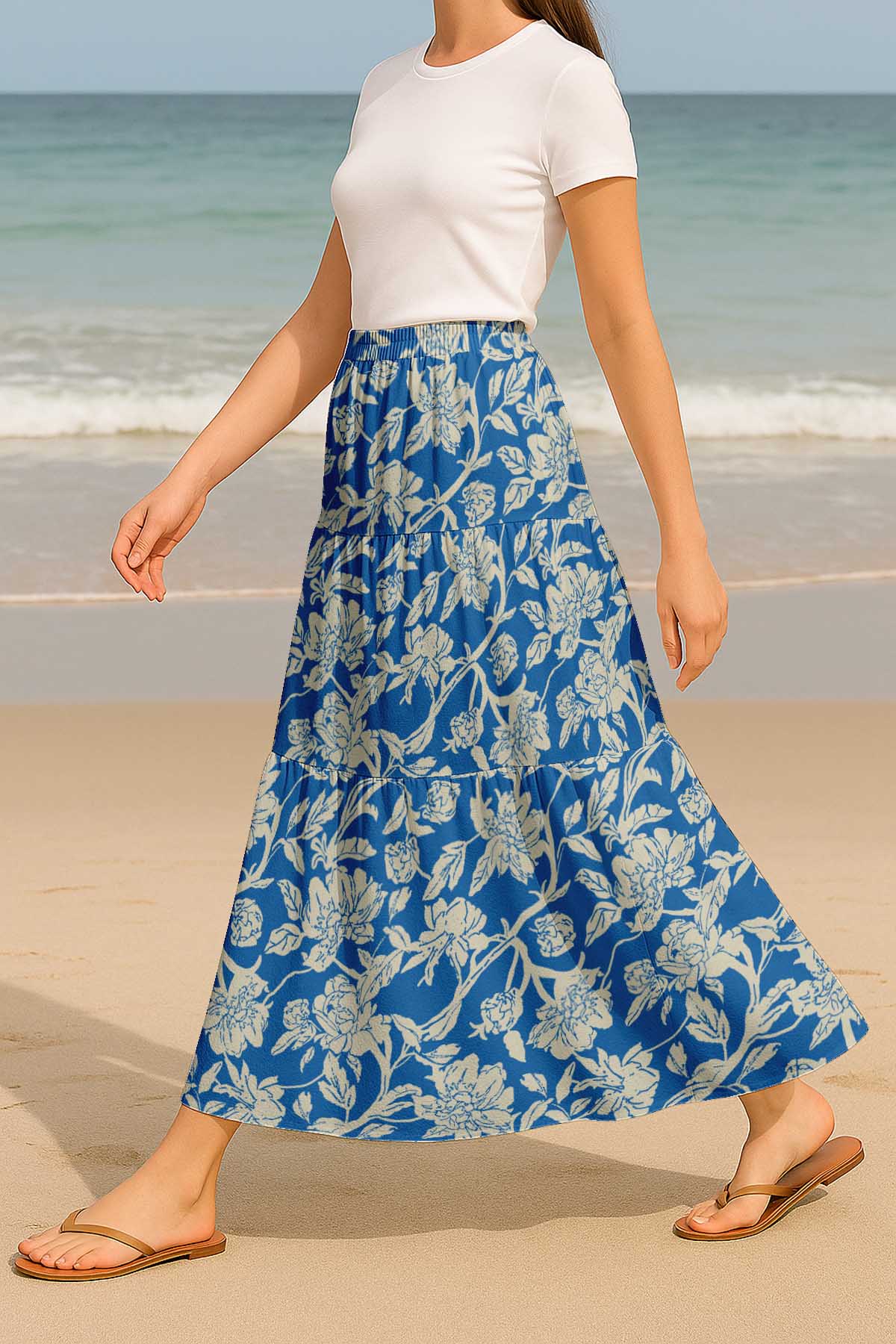 Flowy Tiered Boho Skirt | Women's Maxi Skirt with Pockets Summer & Travel Outfit