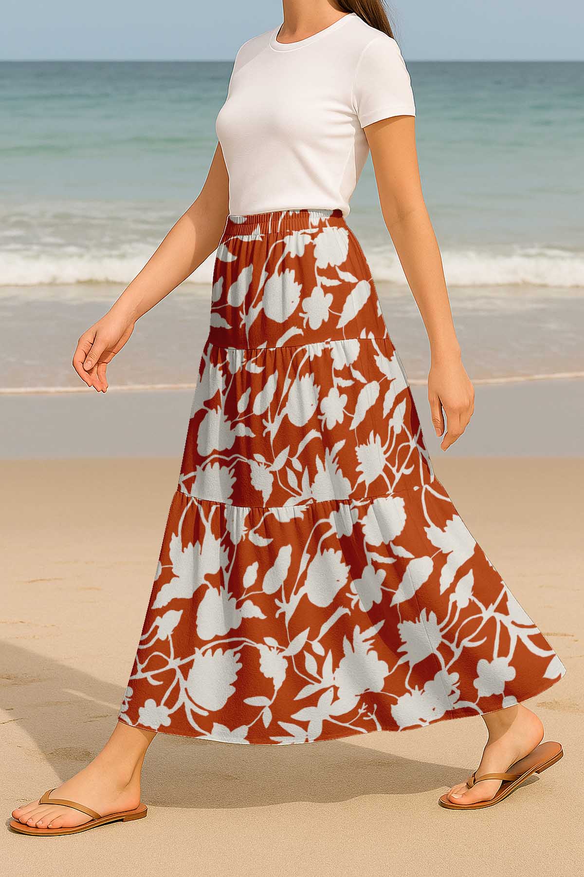 Flowy Tiered Boho Skirt | Women's Maxi Skirt with Pockets Summer & Travel Outfit