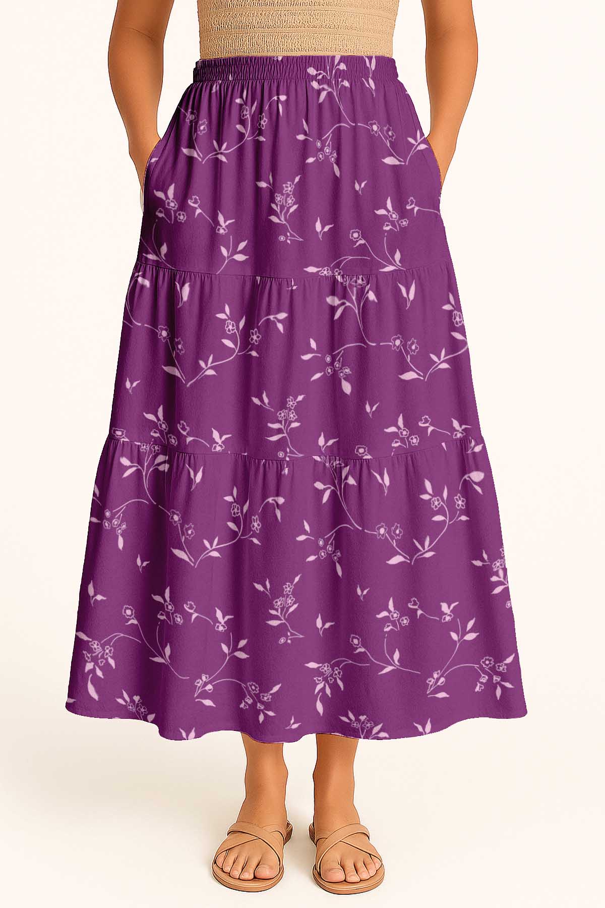 Flowy Tiered Boho Skirt | Women's Maxi Skirt with Pockets Summer & Travel Outfit