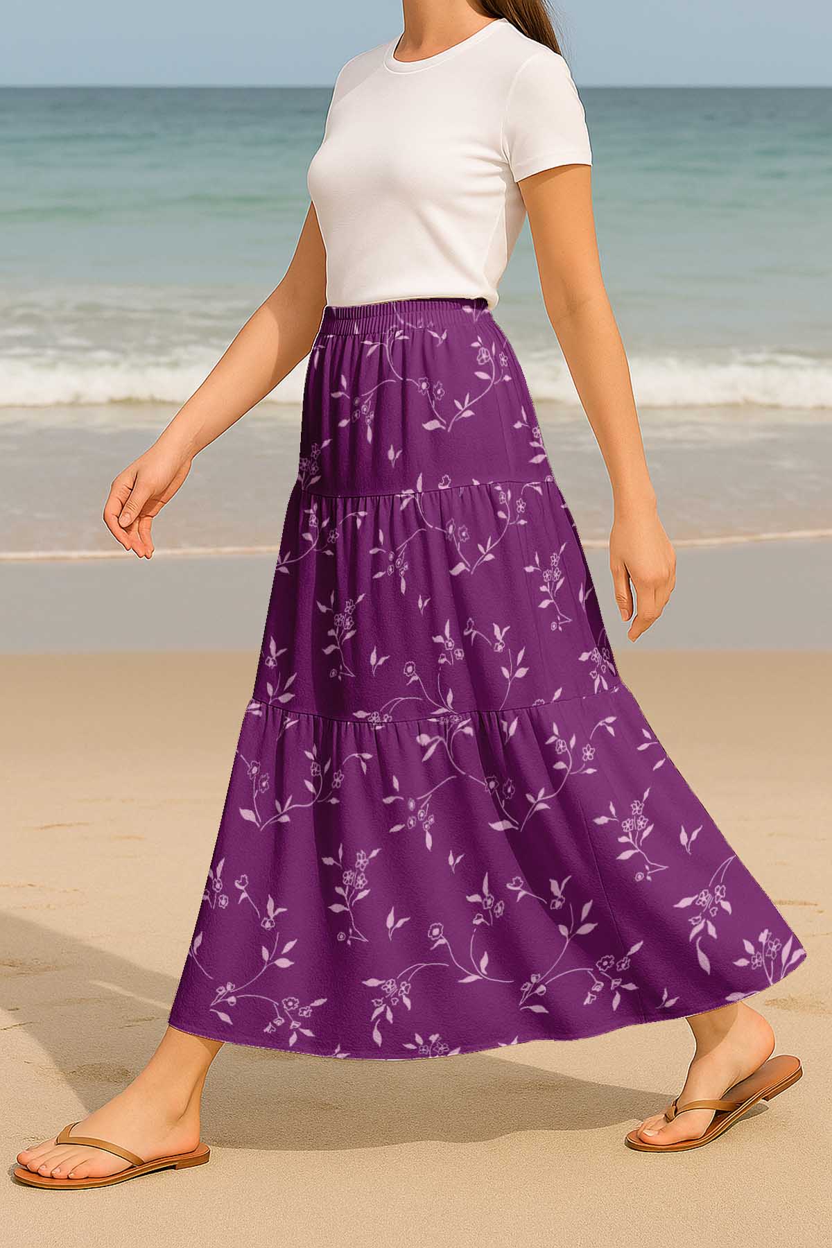 Flowy Tiered Boho Skirt | Women's Maxi Skirt with Pockets Summer & Travel Outfit