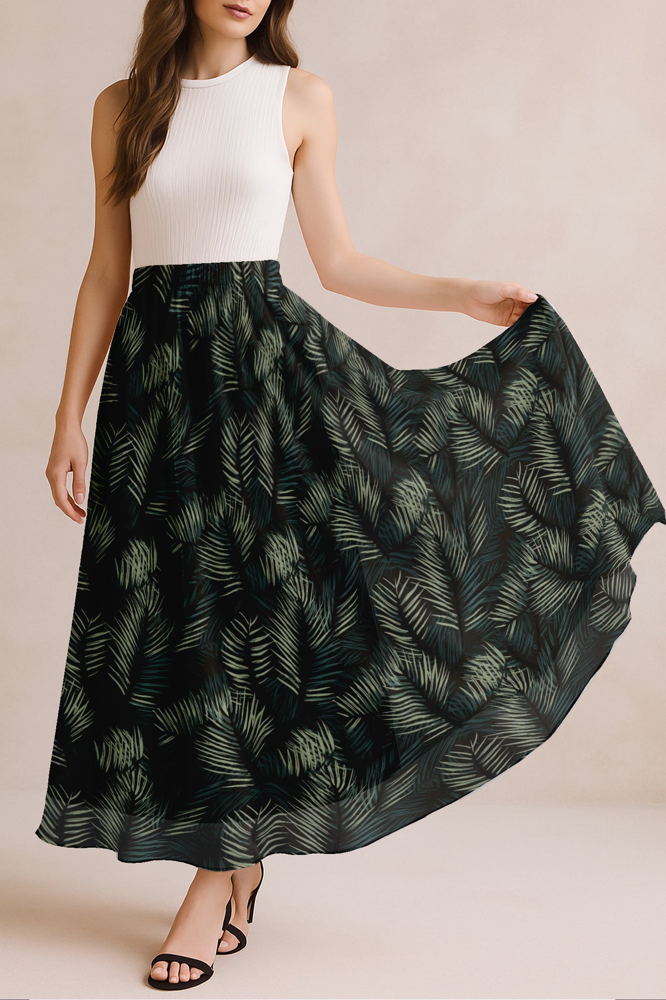 Women's Chiffon Maxi Skirt with Lining - 40" Long