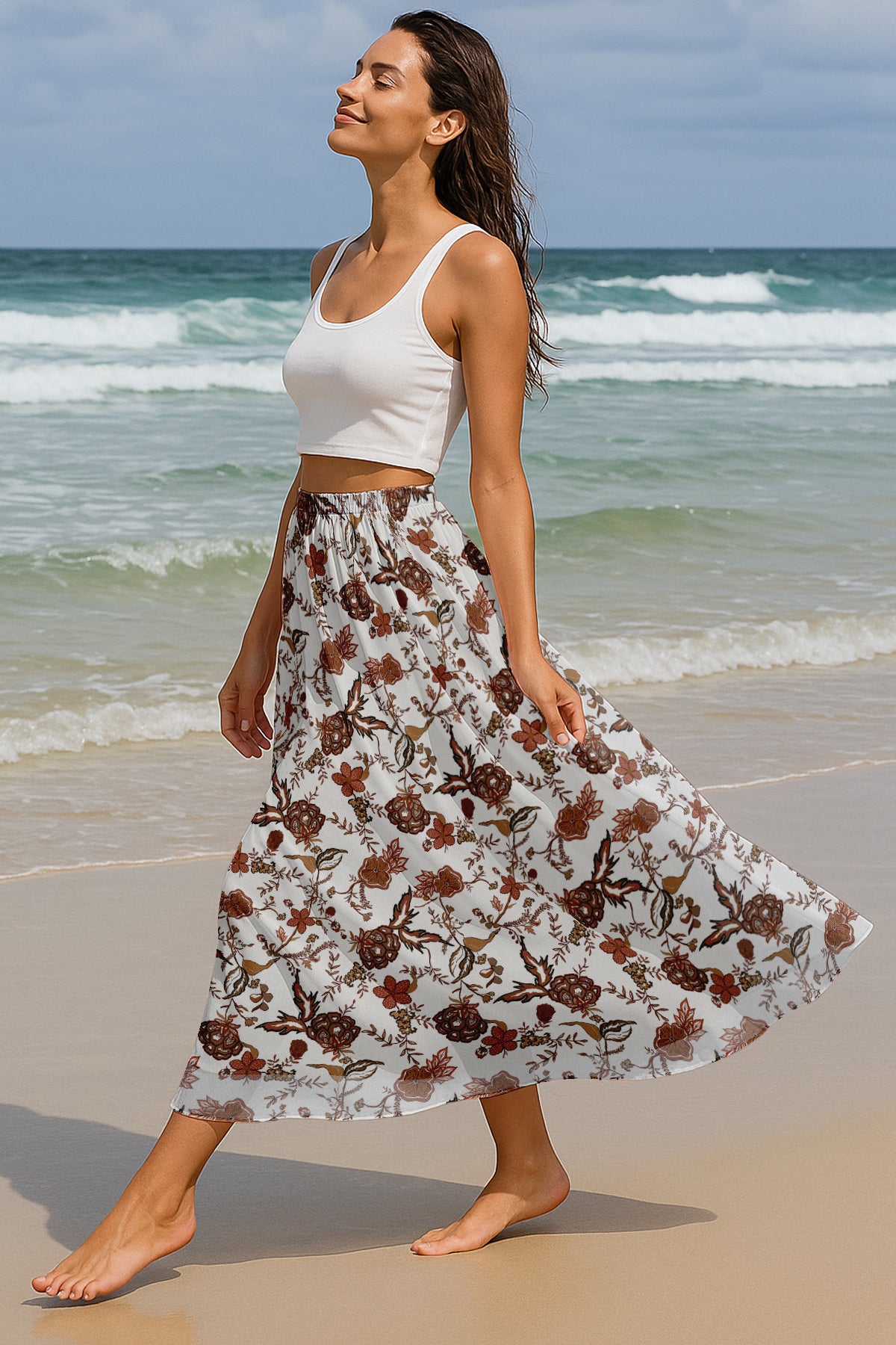 Women's Chiffon Maxi Skirt with Lining - 40" Long