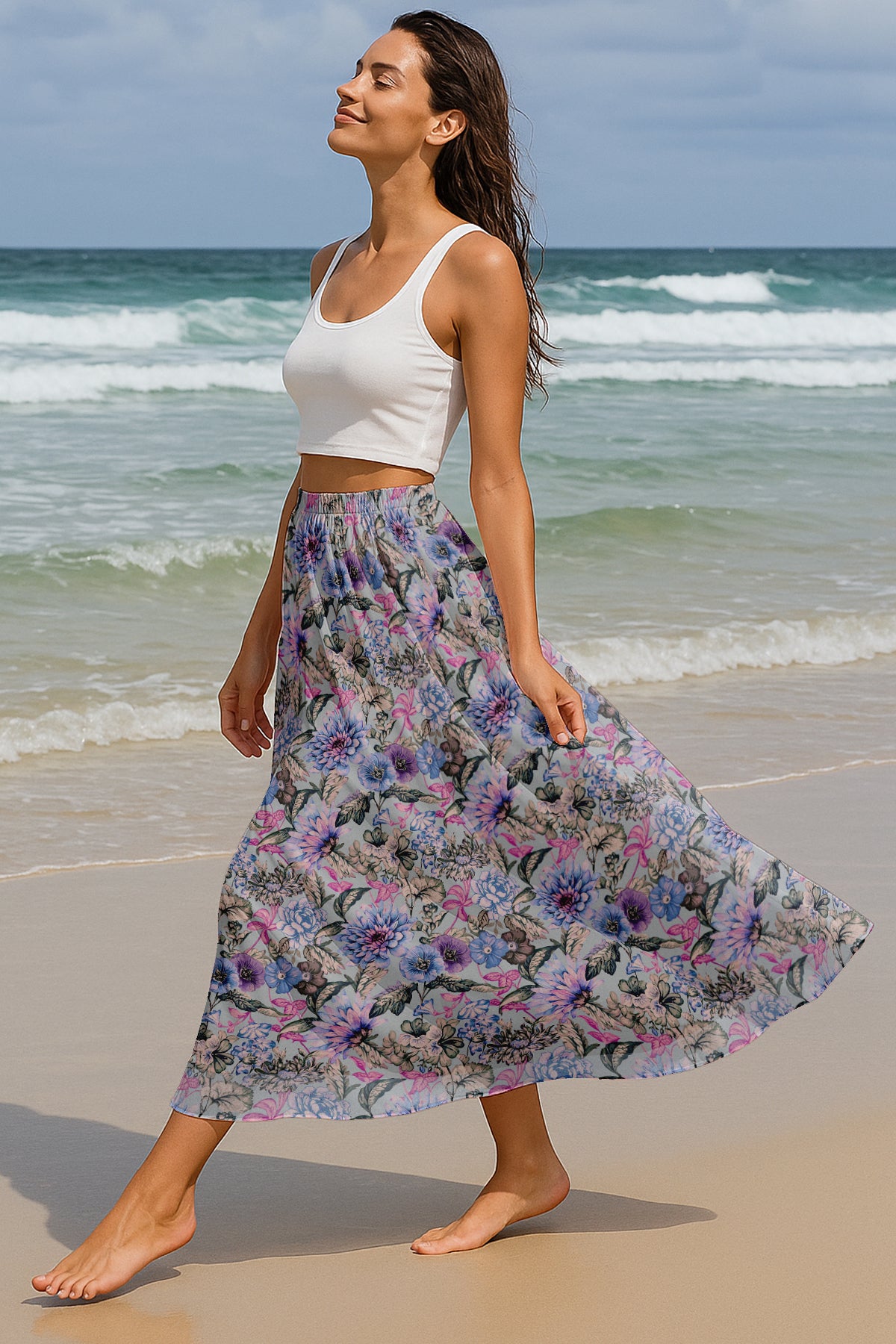 Women's Chiffon Maxi Skirt with Lining - 40" Long